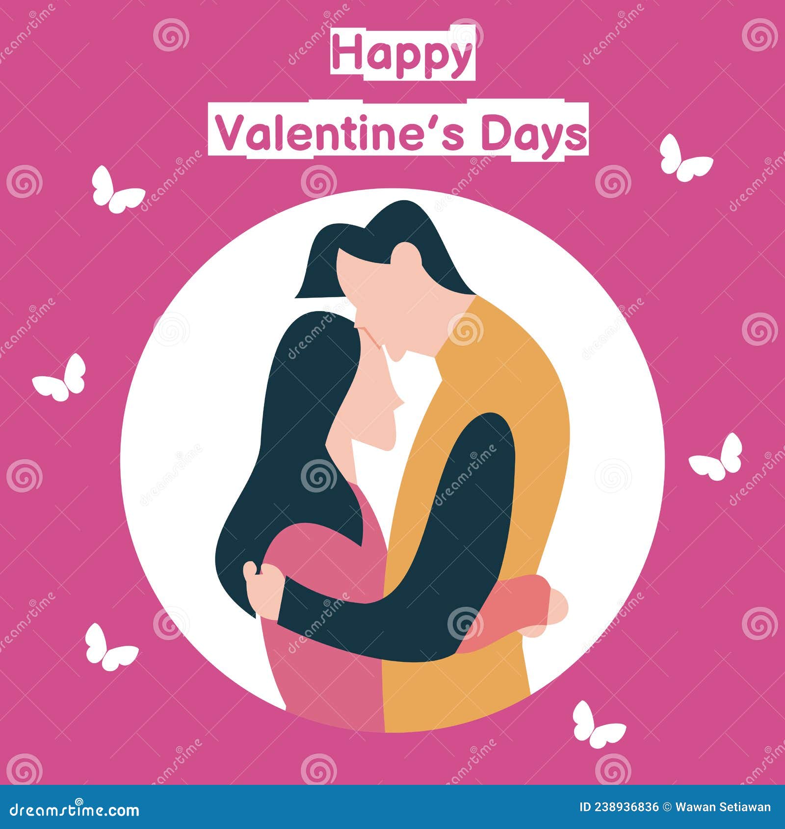 Happy valentines day cute couple forehead kiss Vector Image