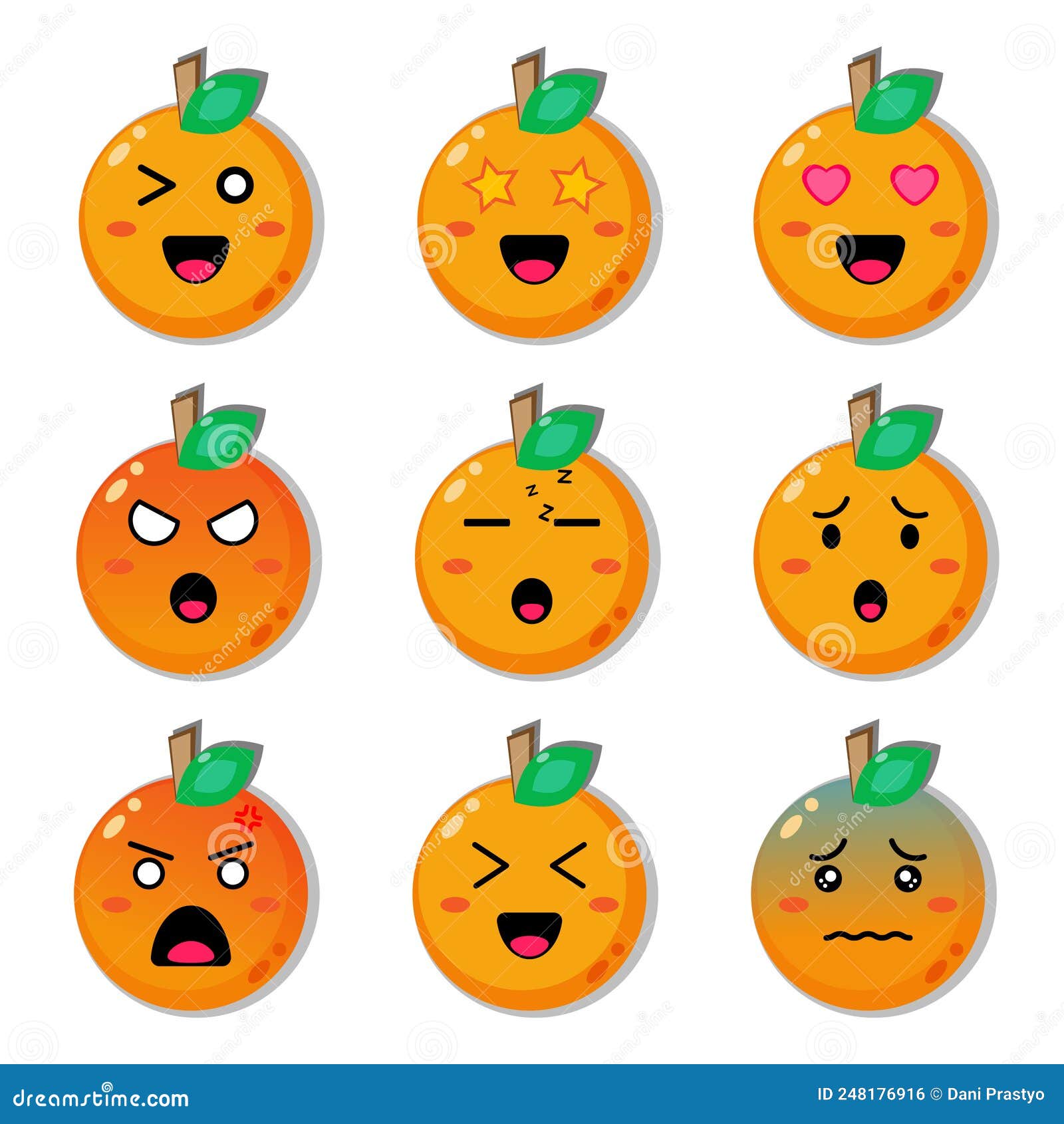 Orange Fruit Emoticon Illustration Art Stock Vector Illustration of