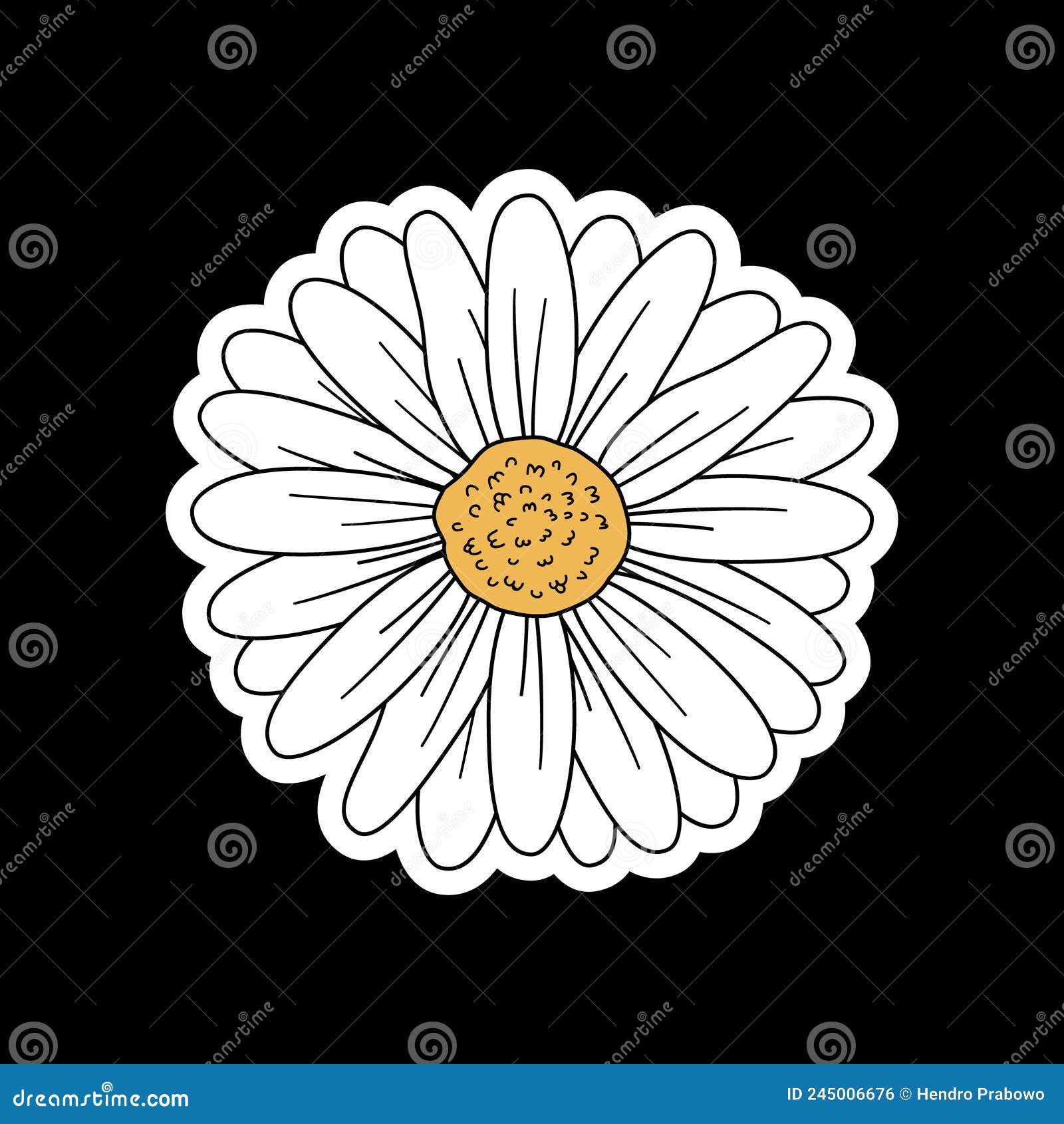 Vector of Daisy Flower with Black Background Stock Vector