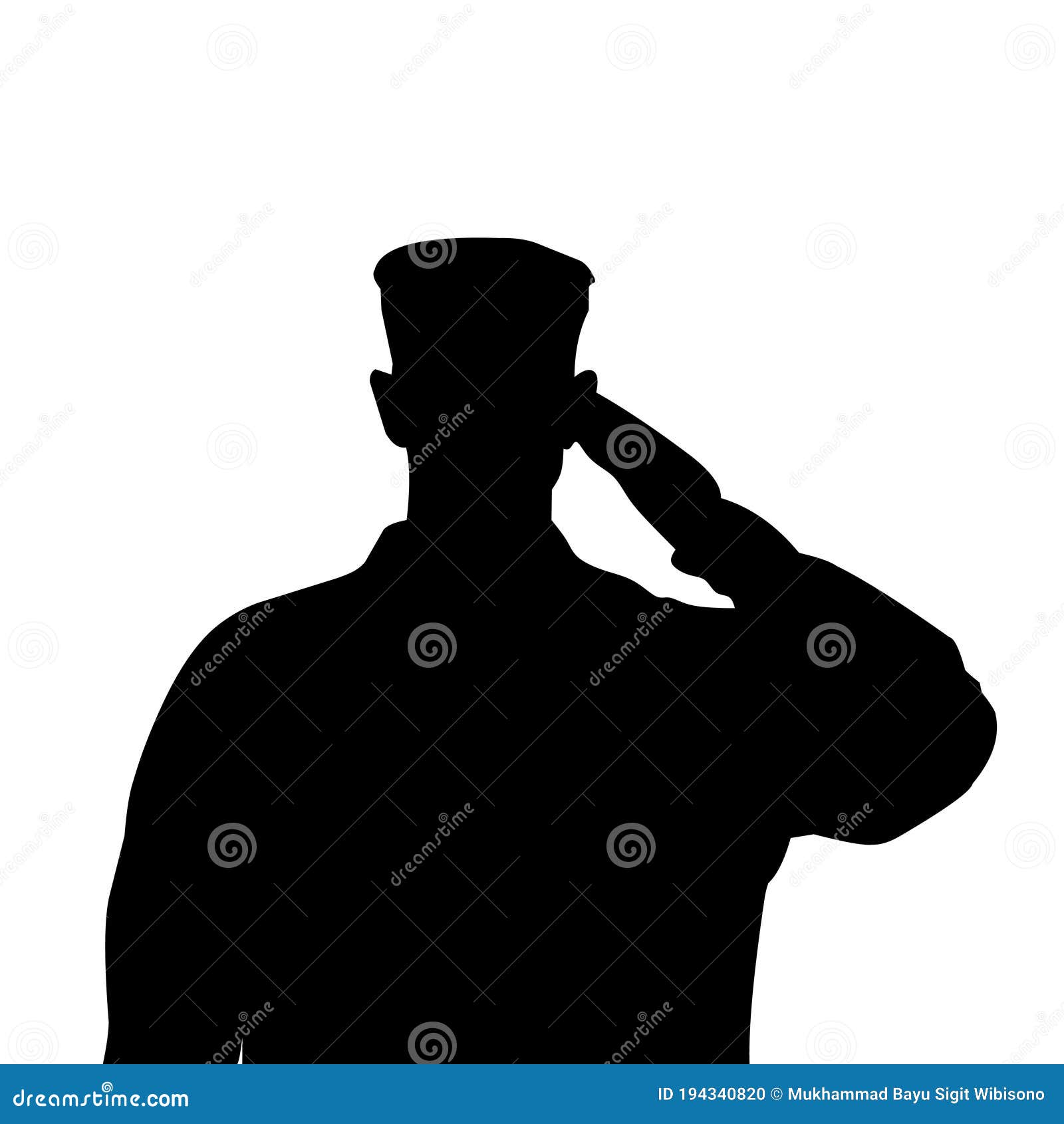   graphic, silhouette of half body a soldier was salute
