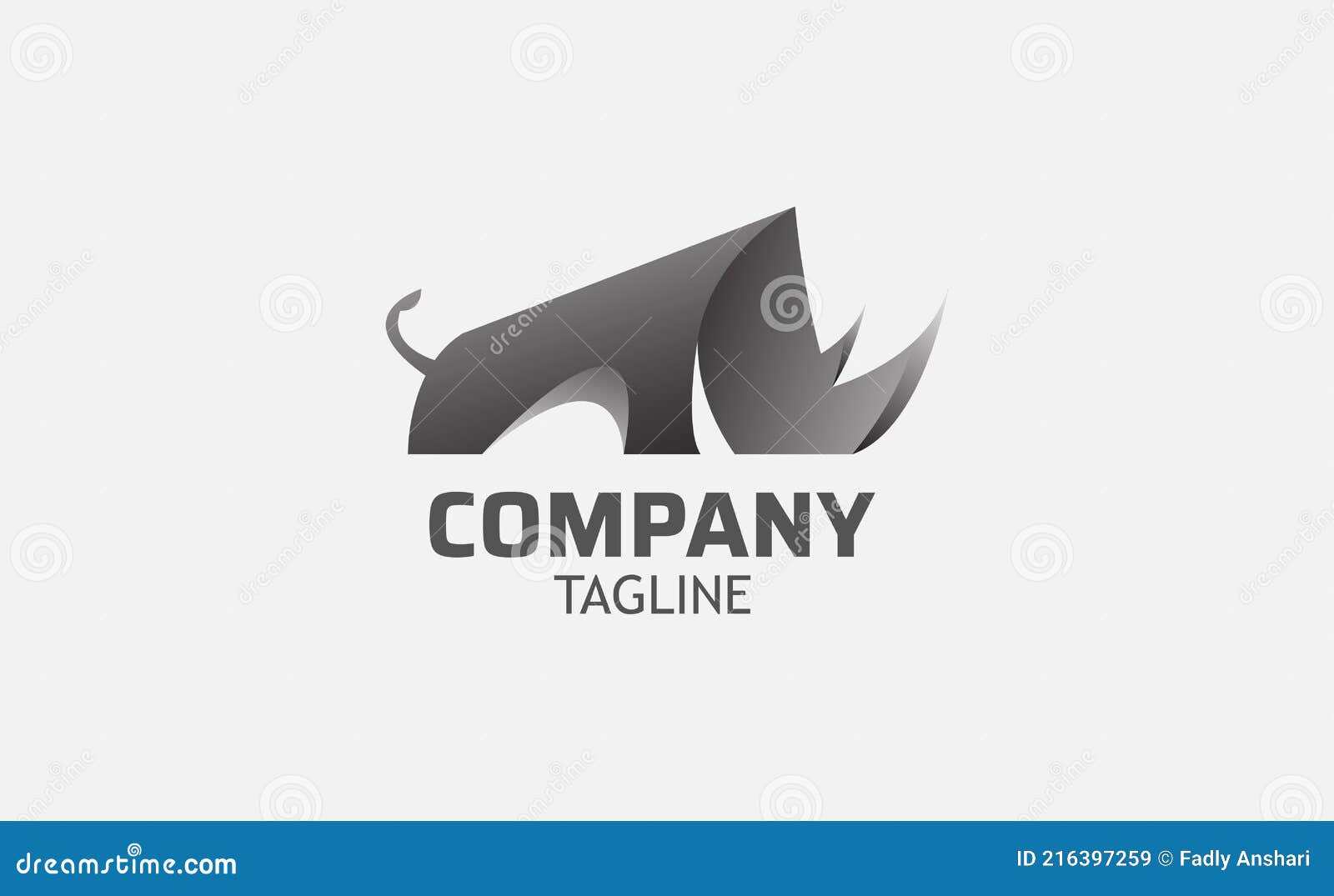 Illustration Vector Logo Template of Rhino with Sharp Horn Stock Vector