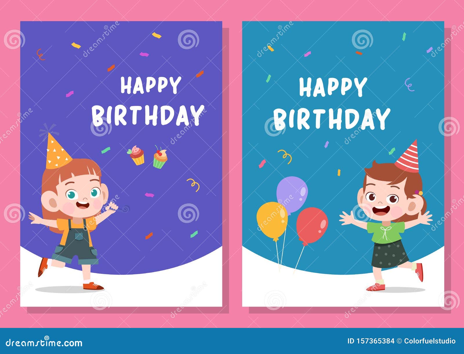 Modèle De Carte D'invitation Anniversaire Pour La Fête Des Enfants  Illustration de Vecteur - Illustration du enfants, guirlande: 247108530