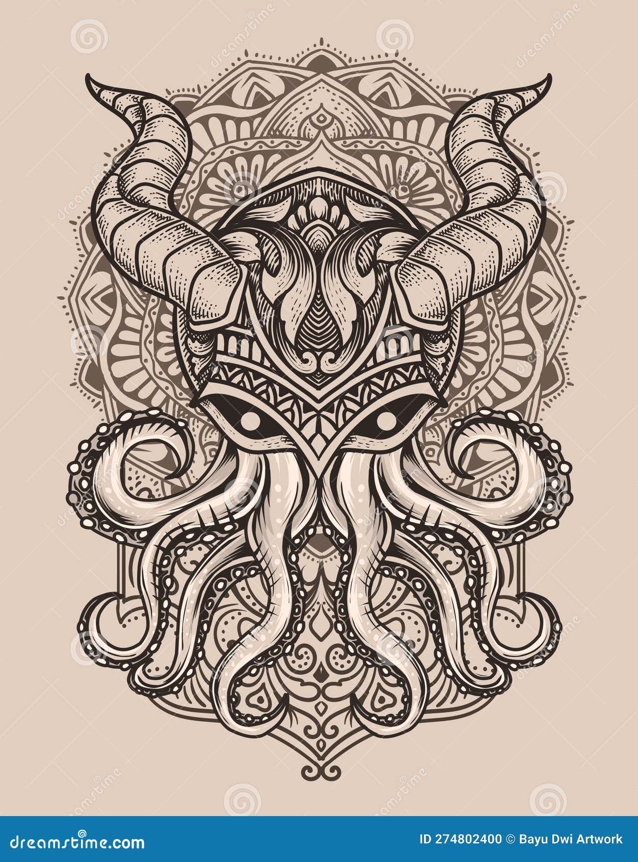 Octopus Mandala Coloring Pages For Adults Cartoon Vector