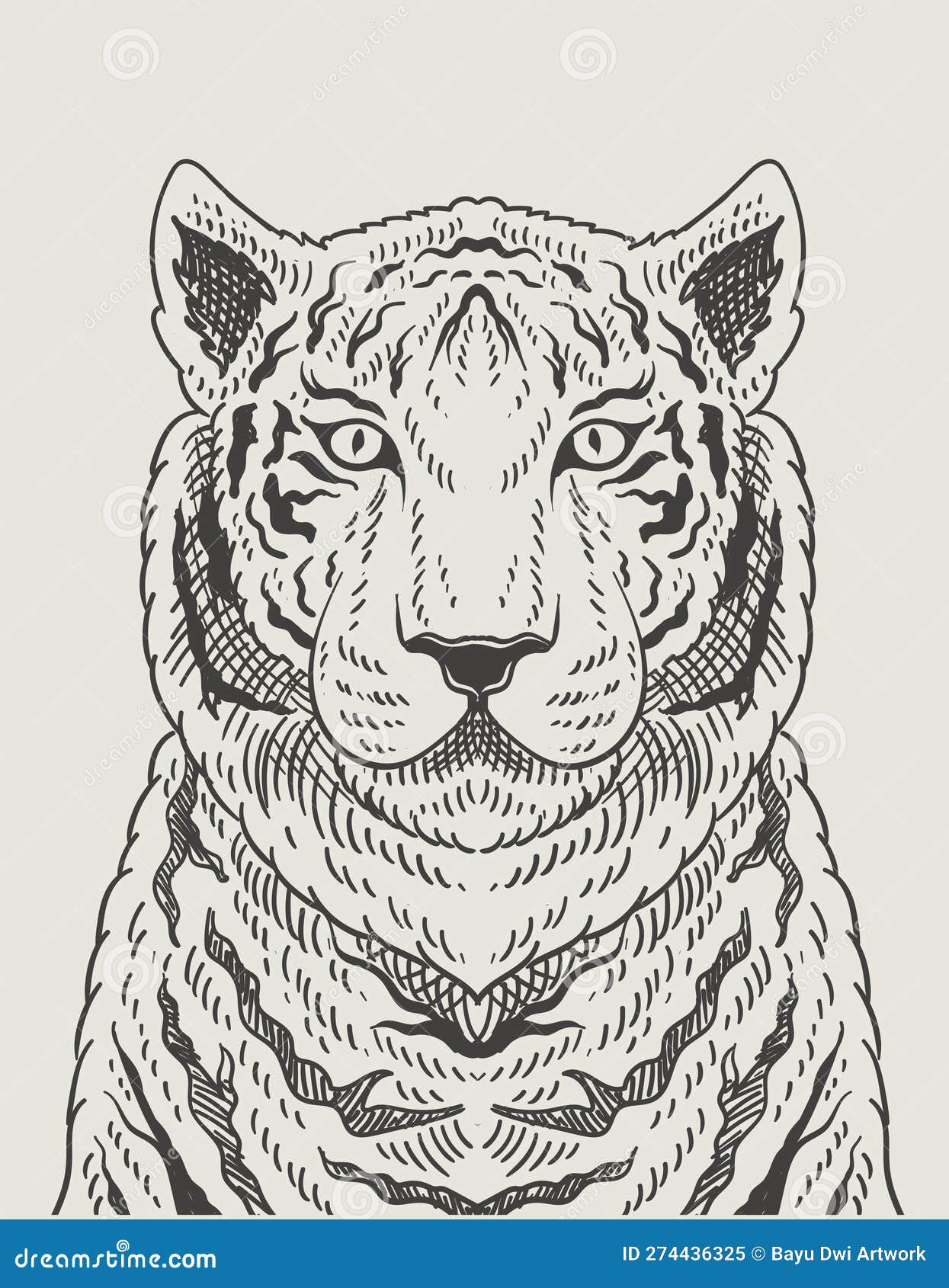 Illustration Vintage Tiger Engraving Style Stock Vector Illustration