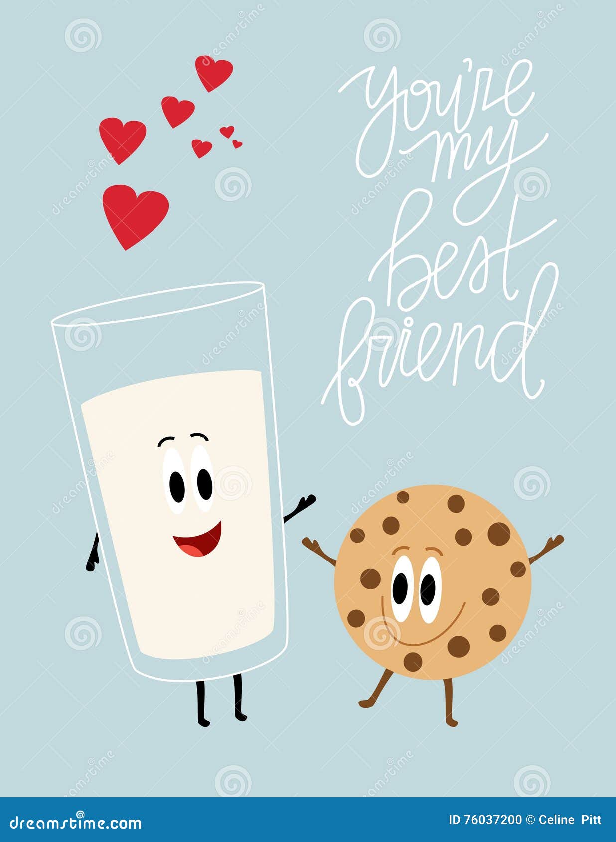 Illustration : Vous êtes mon meilleur ami. Affiche illustrative Un verre de lait et d'un biscuit avec la citation : Vous êtes mon meilleur ami