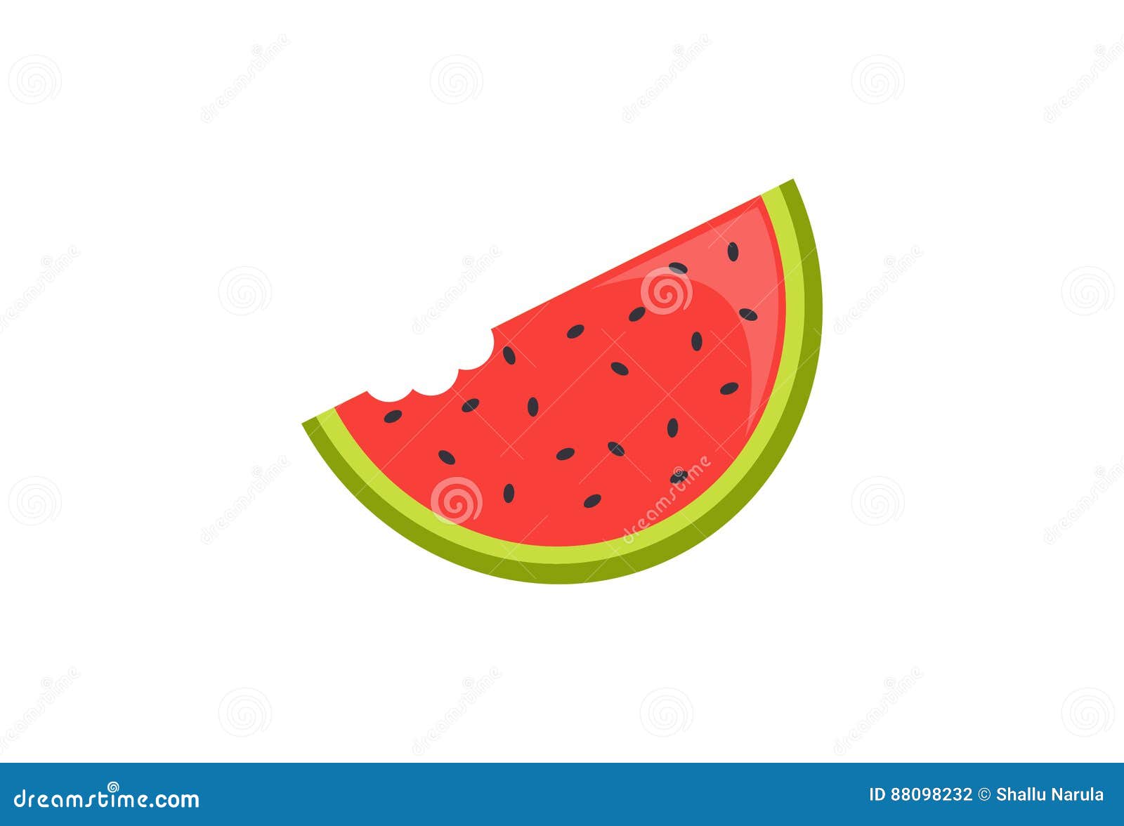 Illustration Of A Watermelon Piece With A Bite.