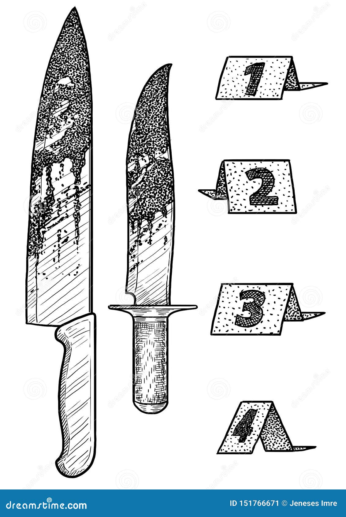 genopfyldning Rund Studiet Bloody Knife and Markers Illustration, Drawing, Engraving, Ink, Line Art,  Vector Stock Vector - Illustration of butcher, graphic: 151766671