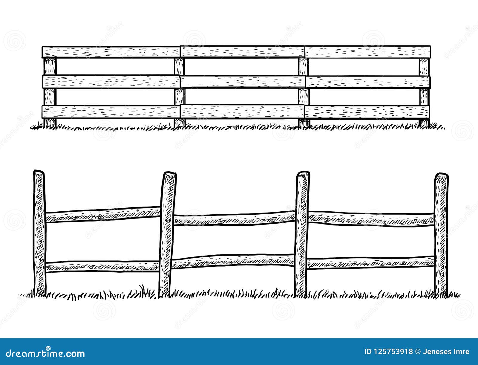 Wooden Fence Illustration, Drawing, Engraving, Ink, Line