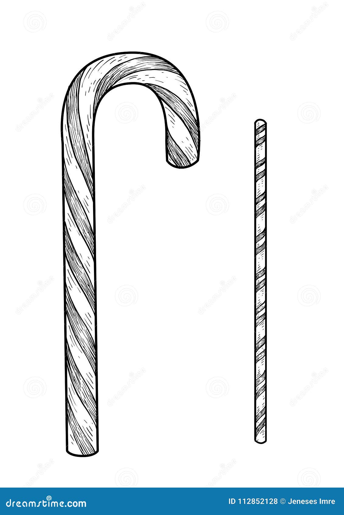 Candy cane sketch. Doodle style candy cane vector illustration. | CanStock