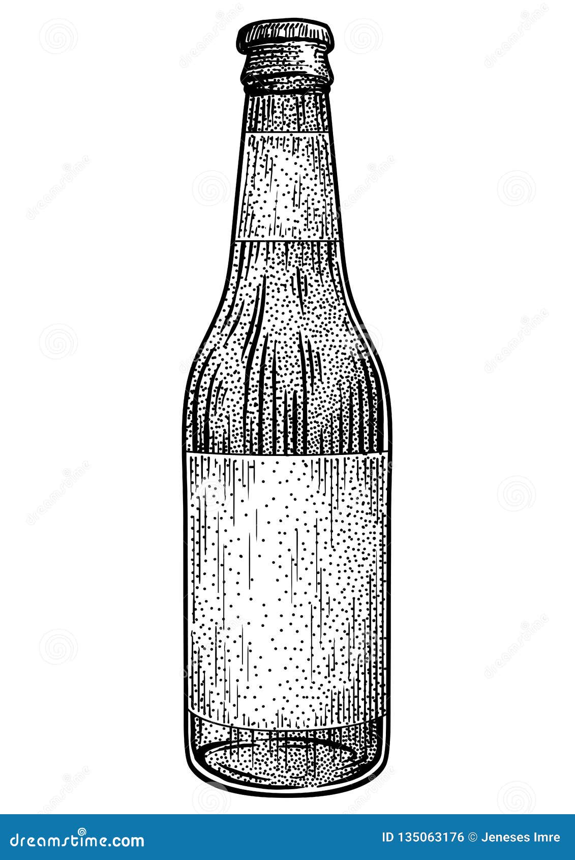 Beer bottle in sketch style. Vector illustration for bar menu ~ Clip Art  #102059483
