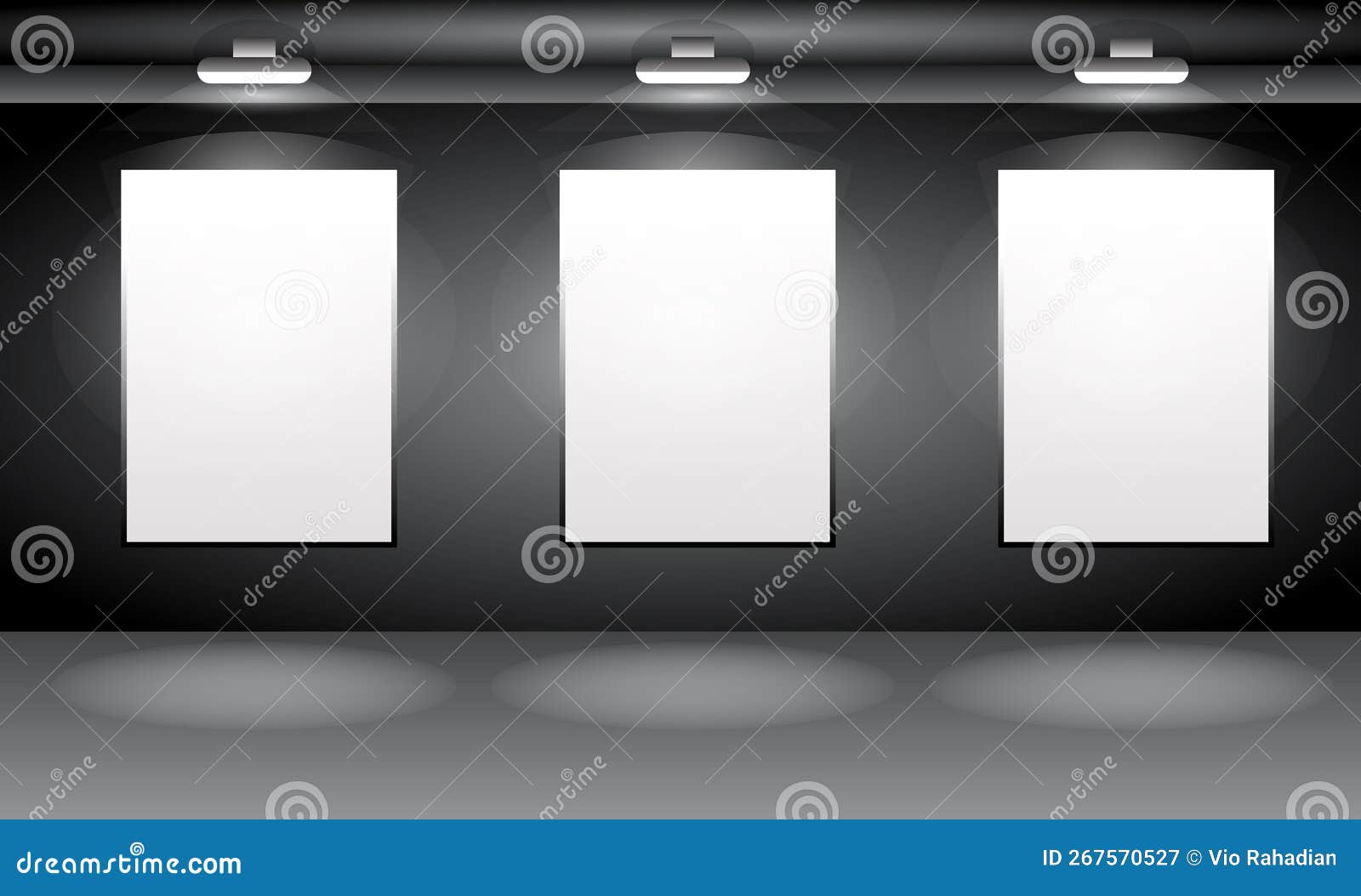 Illustration of White Empty Picture Frame with Spotlight. Stock