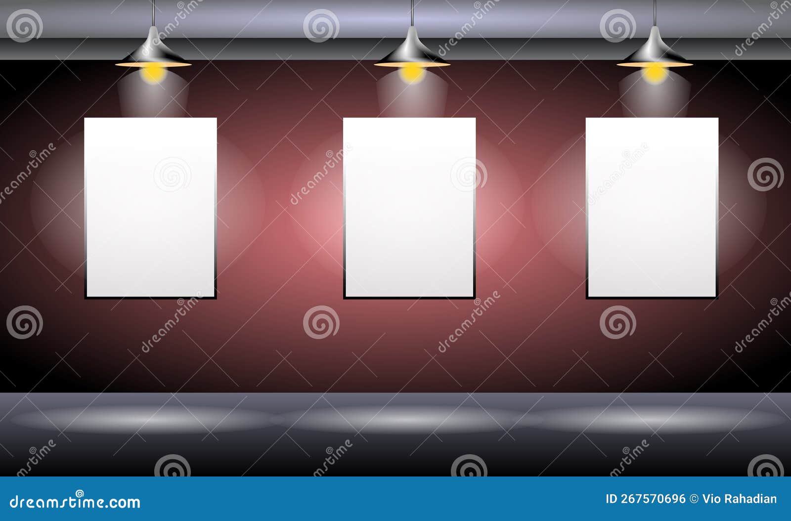 Illustration of White Empty Picture Frame with Spotlight. Stock