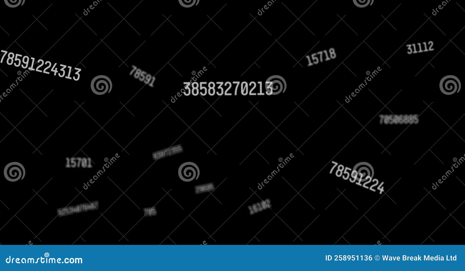 Illustration of White Multiple Numbers Over Black Background, Copy