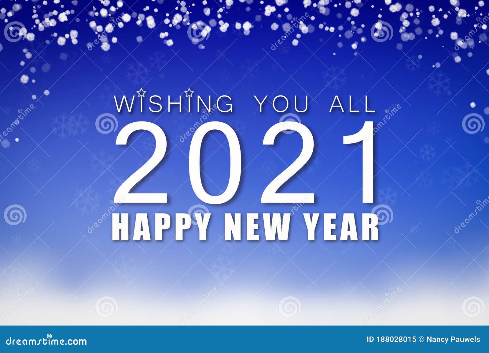 Happy New Year 21 Blue Greeting Card With Snow Design Stock Illustration Illustration Of Abstract Happy