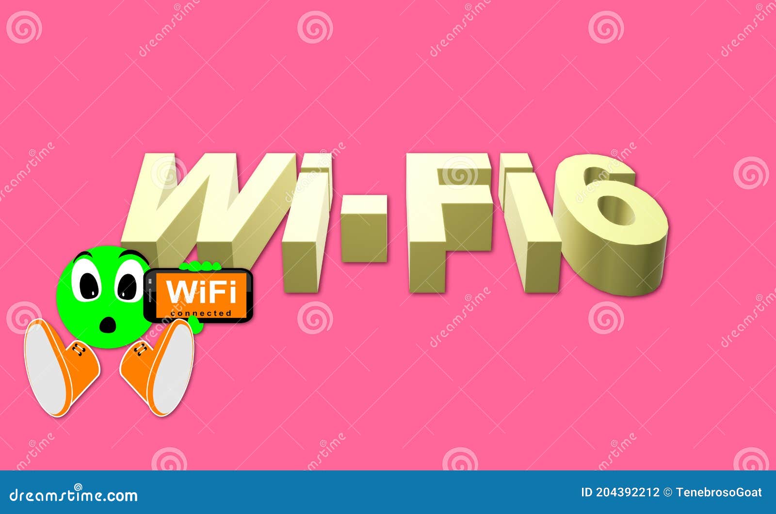 , wifi 6 wlan high efficiency wireless. emoticon with an expression of surprise. new protocols in development.