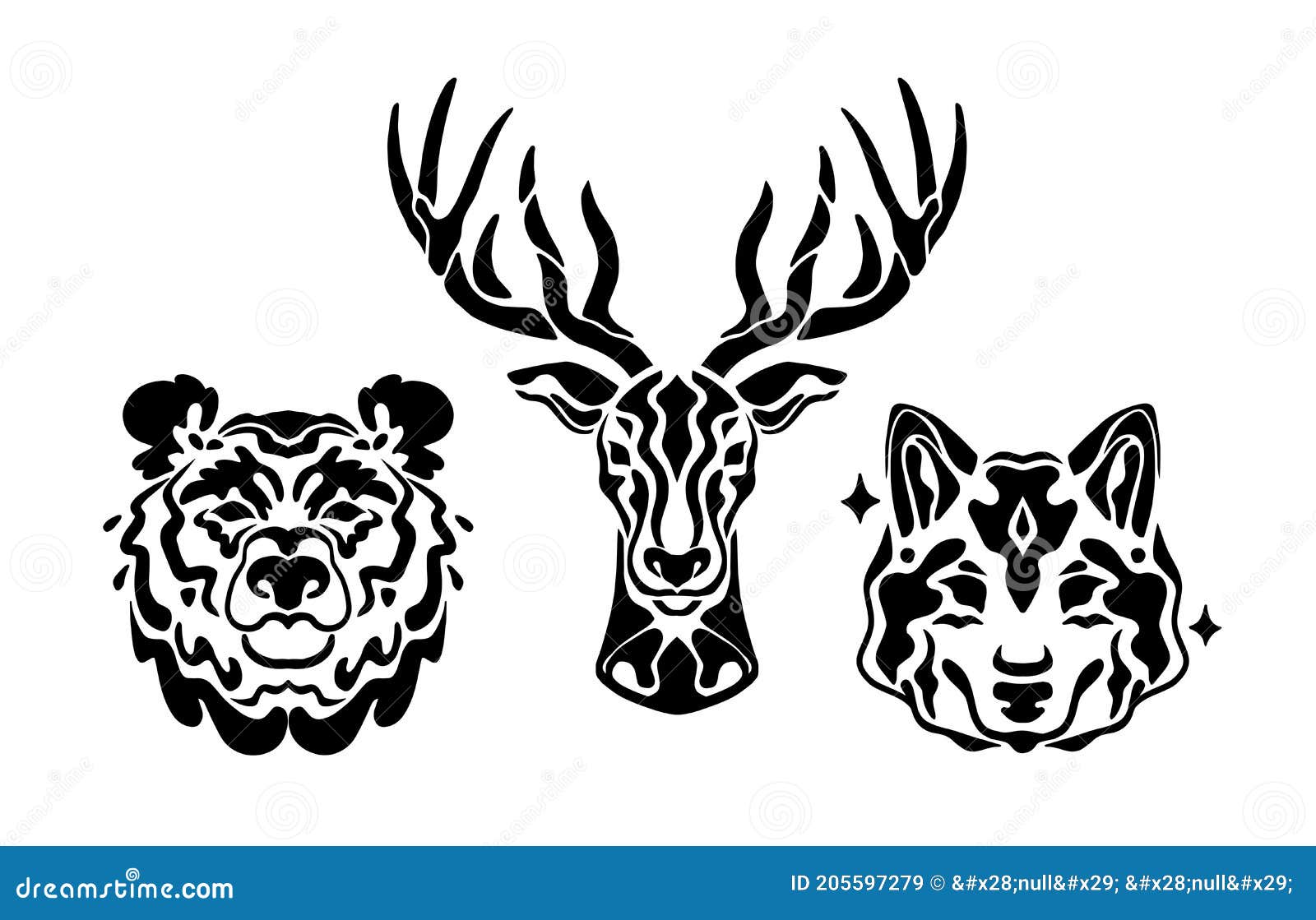 Illustration Wild Vector Deer Bear Wolf. Hand Drawn Print for Style Tattoo Predator Stock Vector - Illustration of horn, isolated: 205597279 Illustration Wild Vector Deer Bear Wolf. Hand Drawn Print for Style Tattoo Predator Stock Vector - Illustration of horn, isolated: 205597279