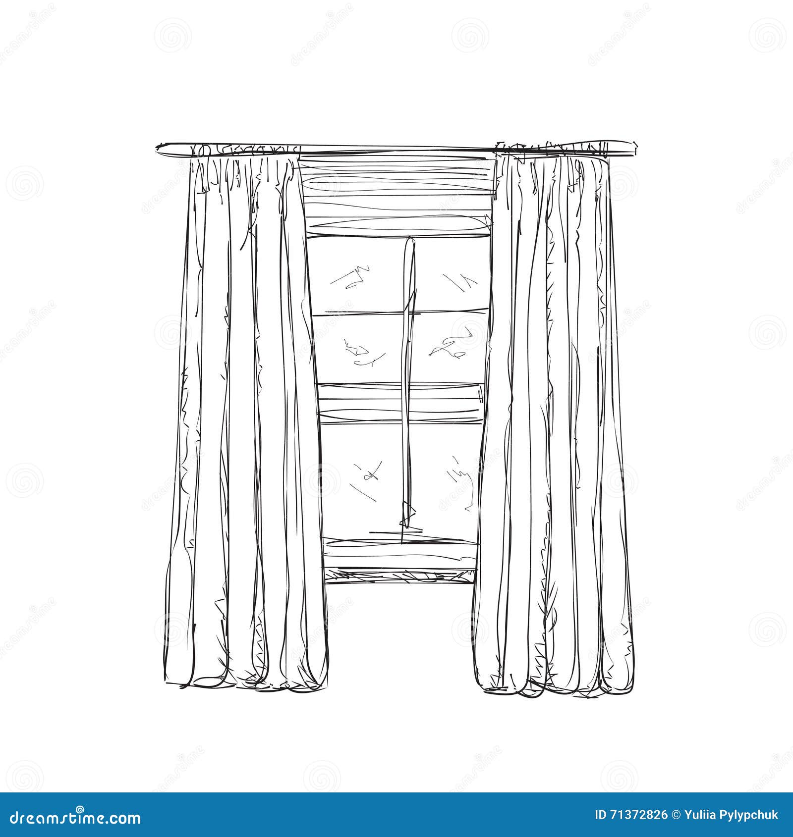 Illustration of Window and Curtains Sketch Stock Vector Illustration