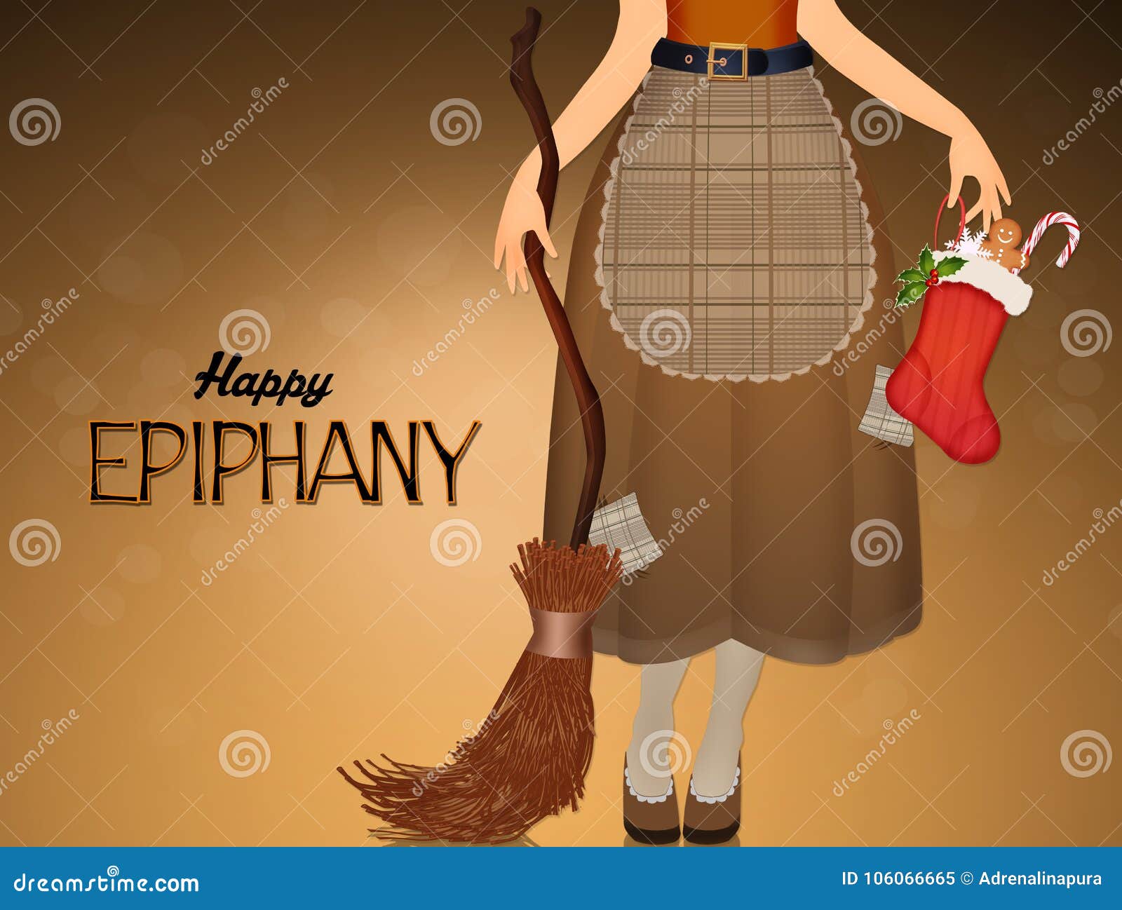 Witch with Sock of Epiphany Stock Illustration - Illustration of skirt ...