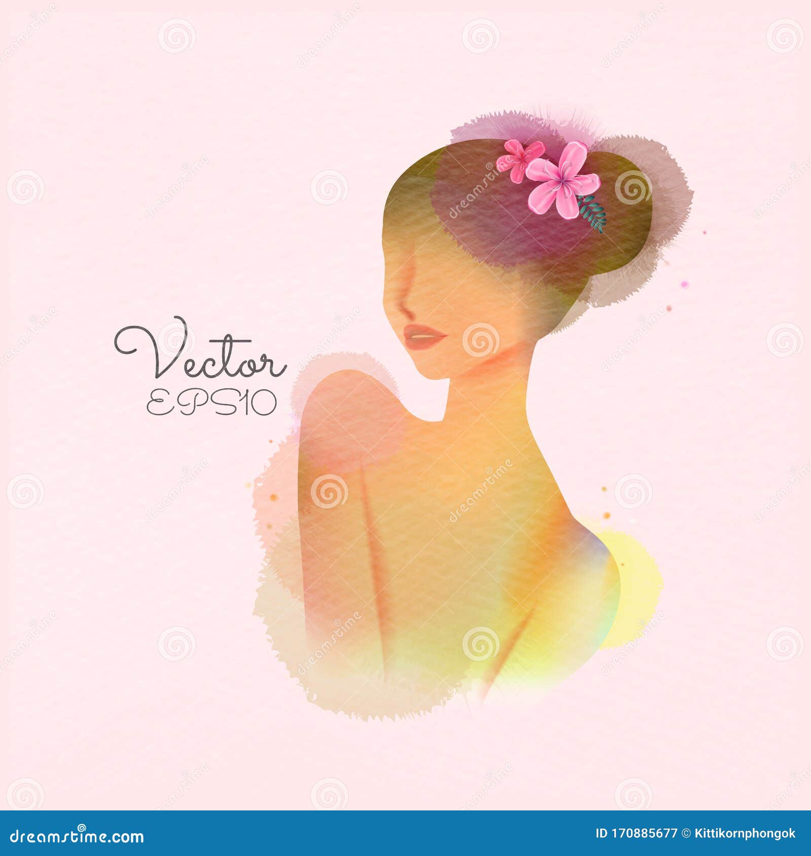 Illustration of Woman Beauty Salon Silhouette Plus Abstract Watercolor.  Fashion Logo. Happy Women`s Day. Digital Art Painting Stock Vector -  Illustration of paper, beauty: 170885677