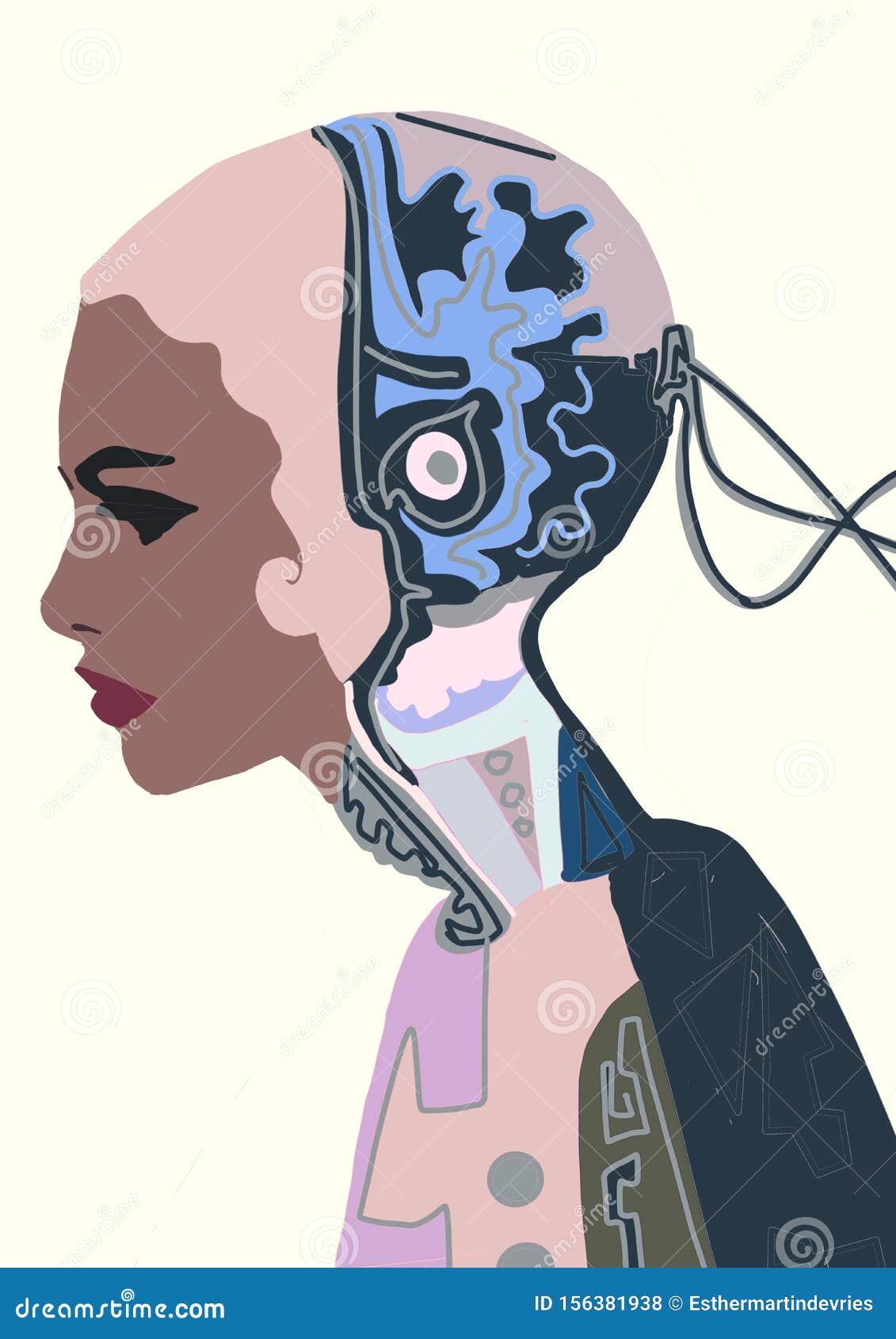 Illustration of Woman Cyborg. Human and Stock Illustration - Illustration of design, future: 156381938