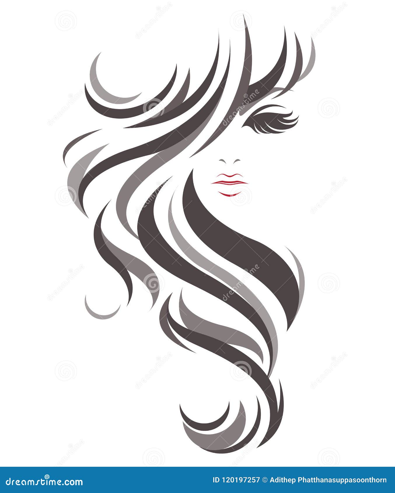 Women Long Hair Style Icon, Logo Women on White Background Stock Vector -  Illustration of haircut, salon: 120197257
