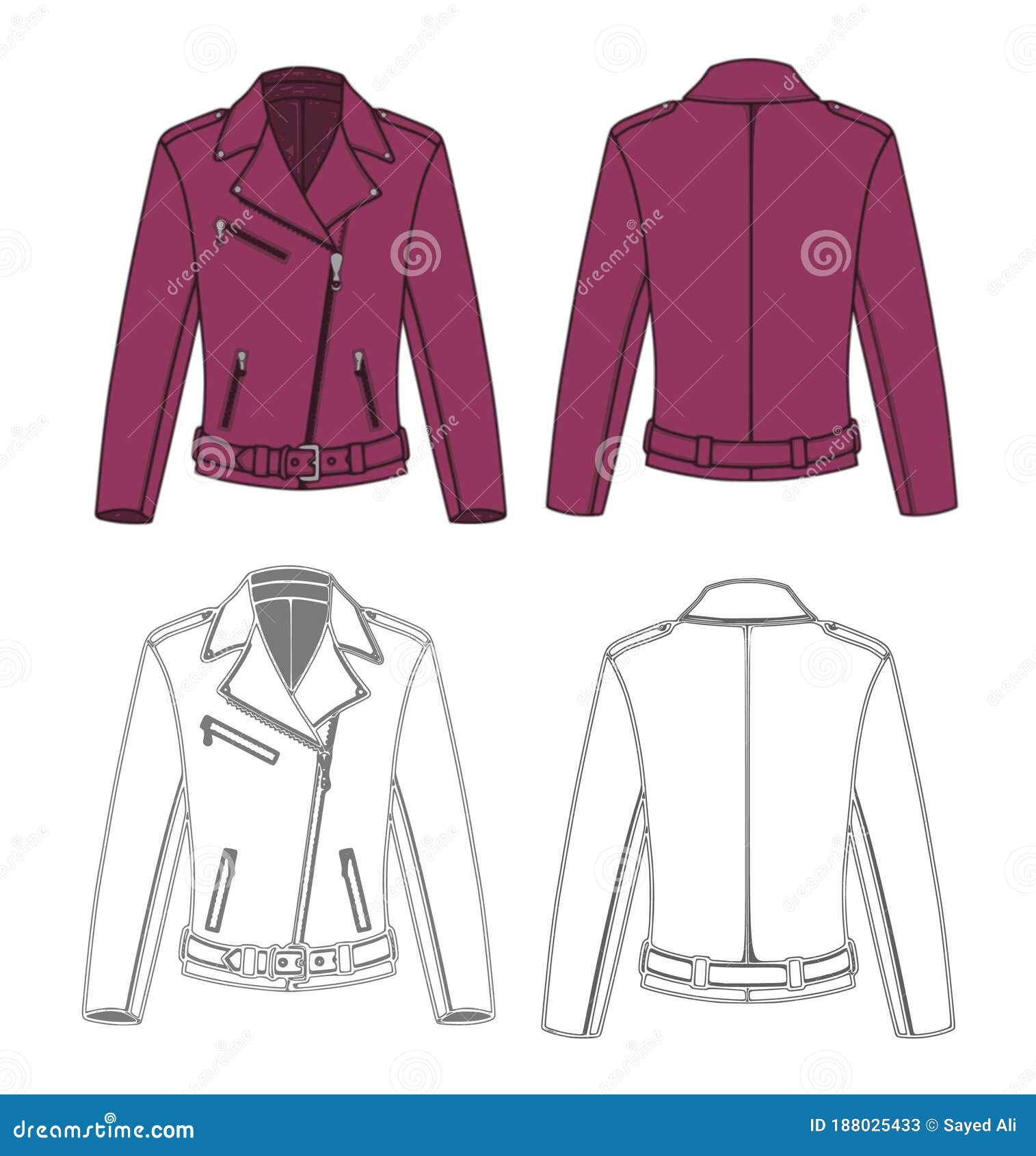 Womens leather jacket stock vector. Illustration of creation - 188025433