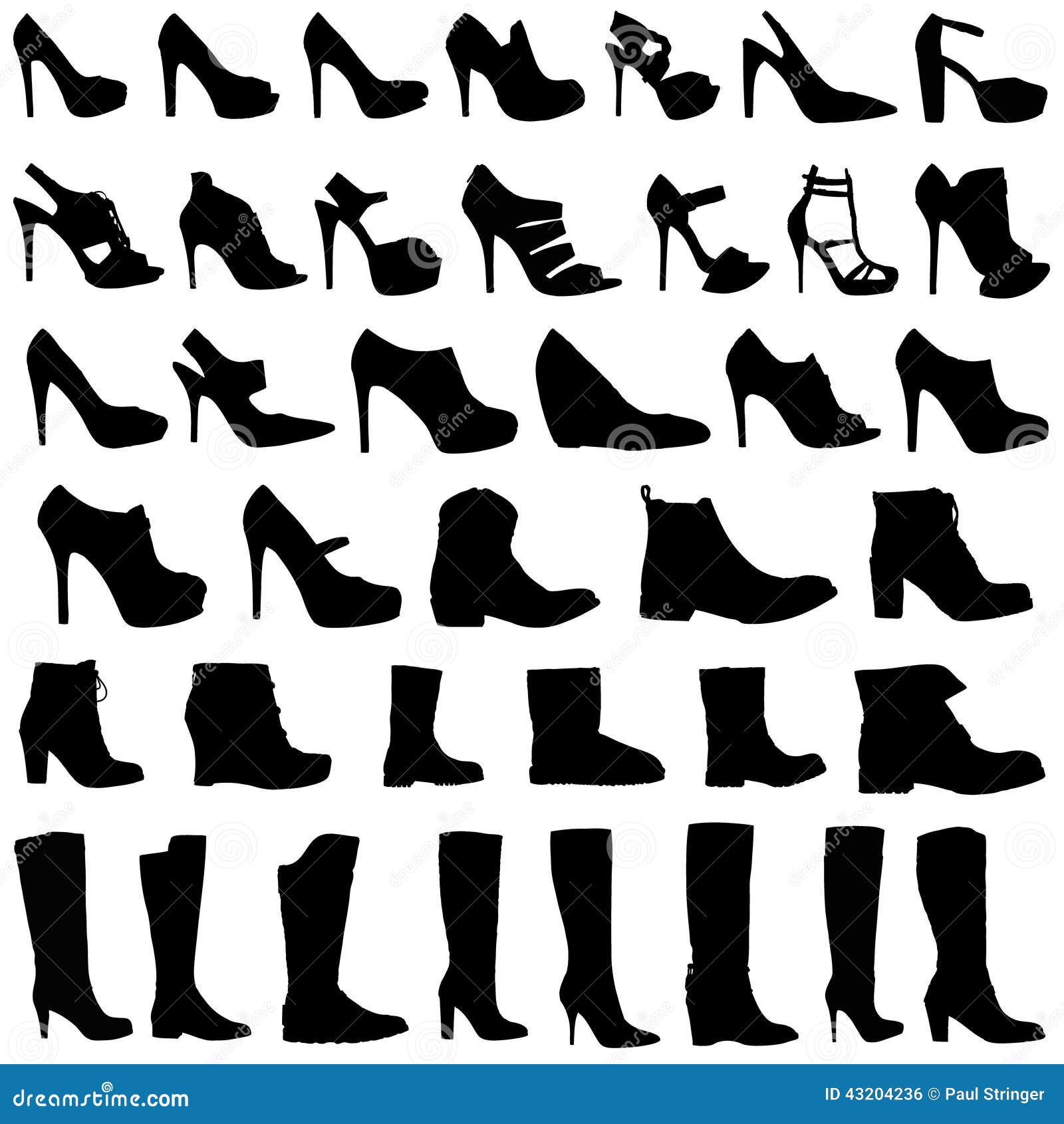 Illustration of Womens Shoes and Boots Icon Set Stock Illustration ...