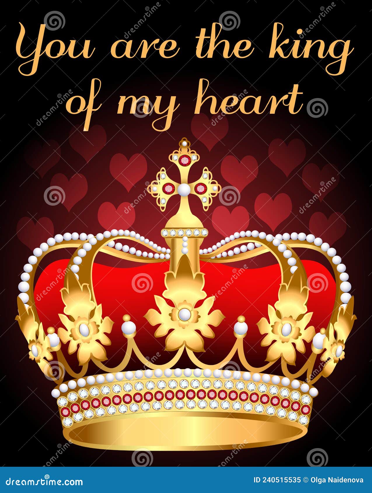 You Are The King Of My Heart With Golden Shining Crown Stock Vector - Illustration Of Postcard, Love: 240515535