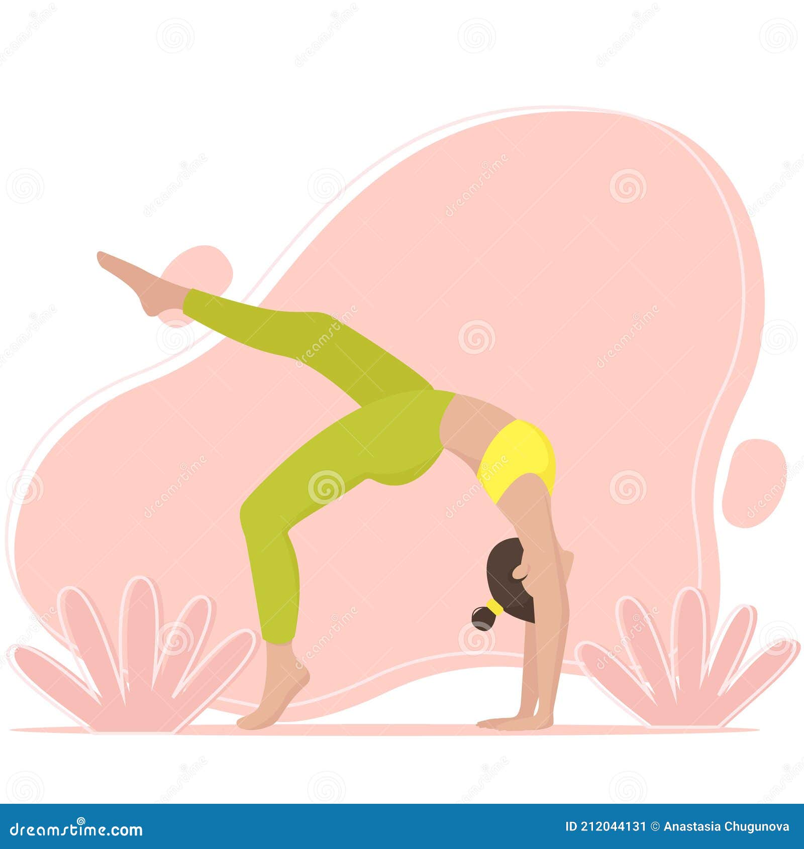 Illustration with a Young Girl Performs Physical Exercises Stock ...