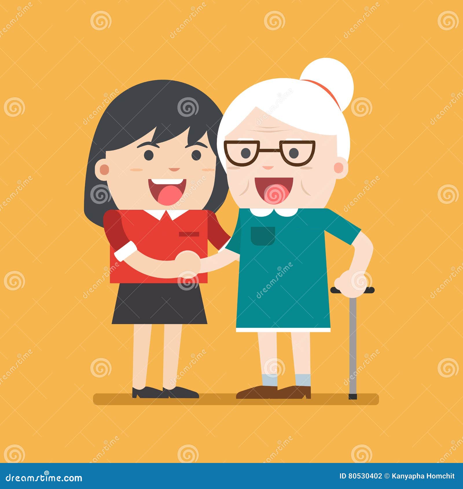 Caring For Seniors Cartoon Vector | CartoonDealer.com #62774033