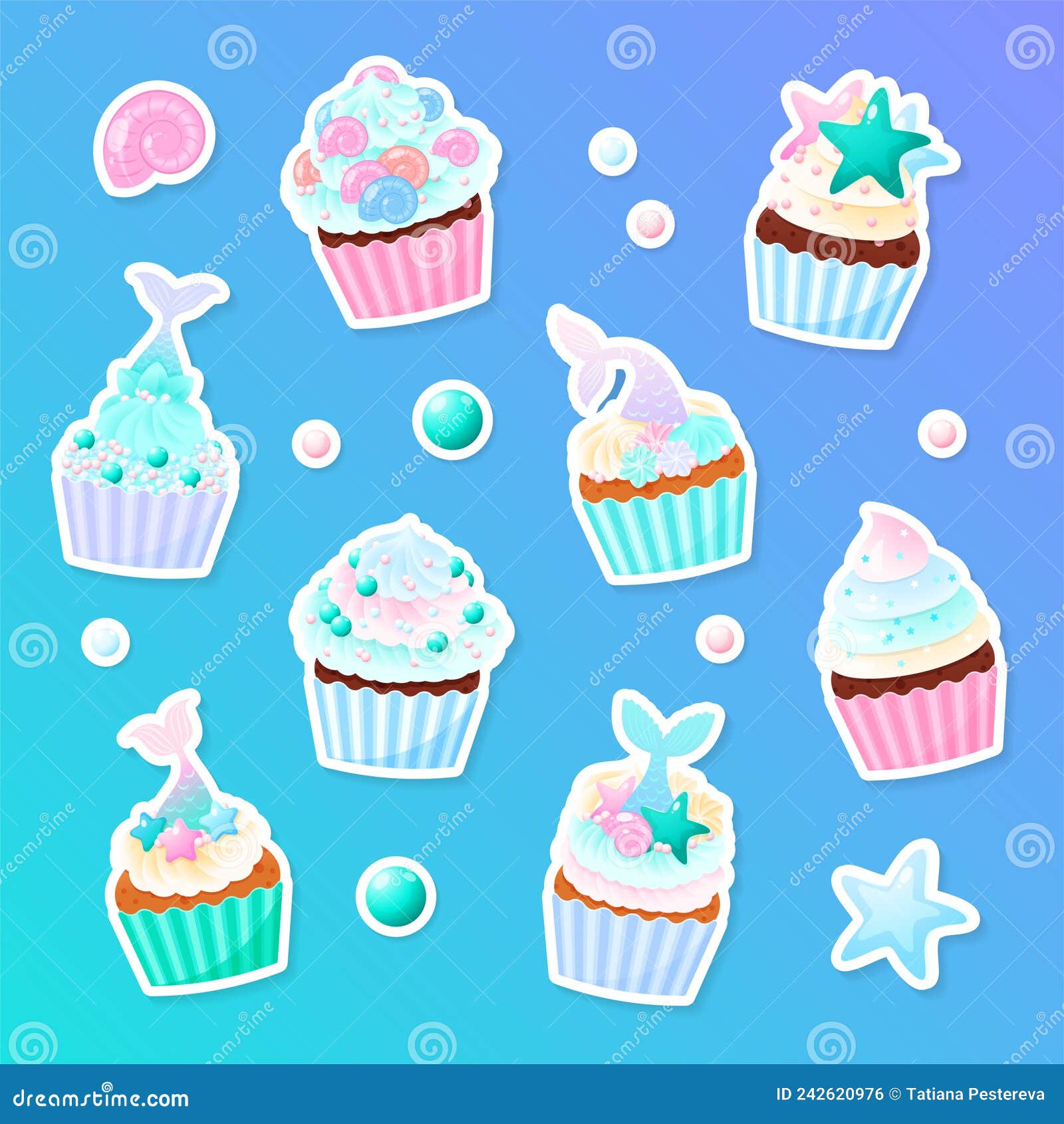 cupcake stickers, Stock vector