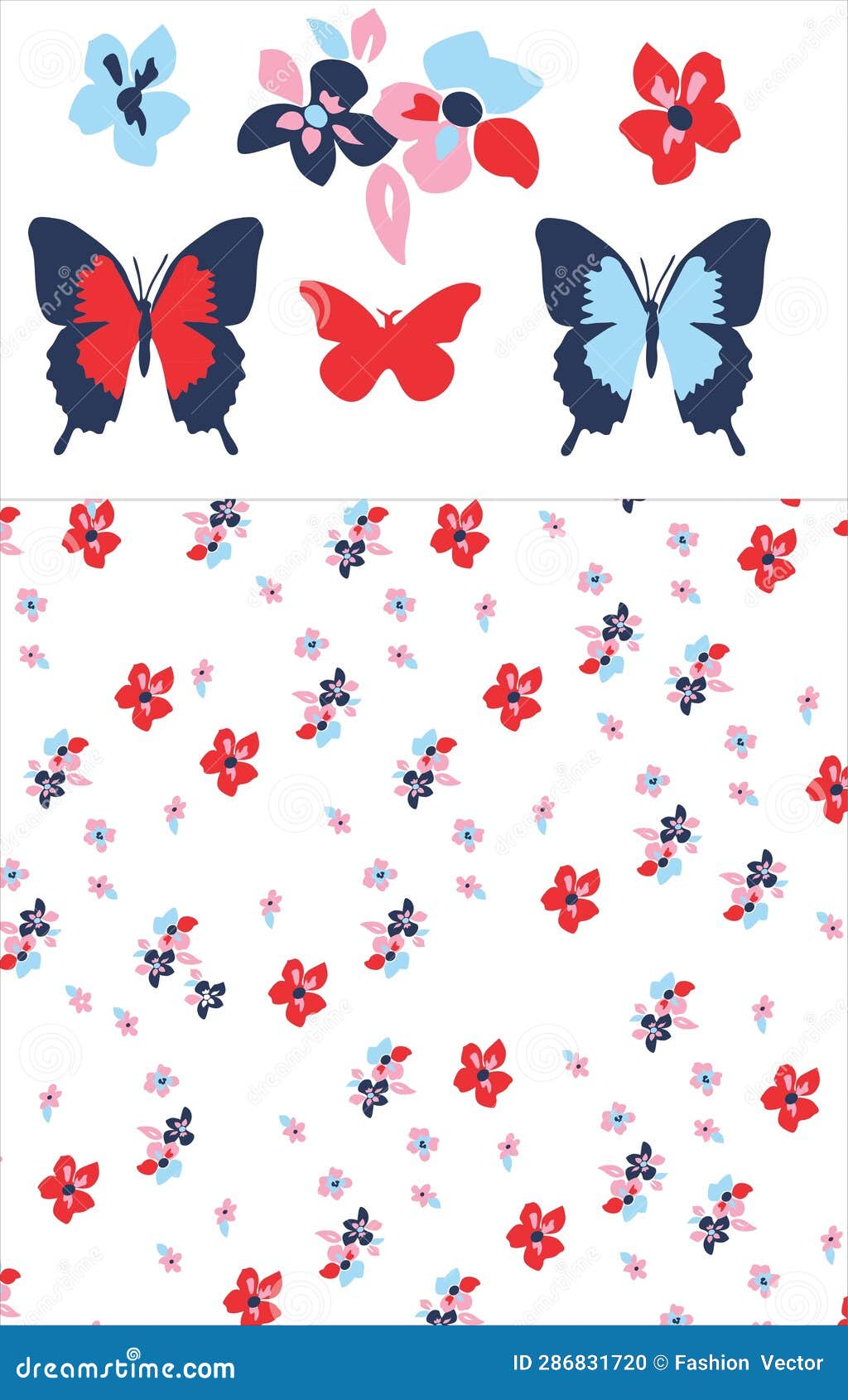 Butterfly with Flower Print Vector Stock Illustration Illustration of