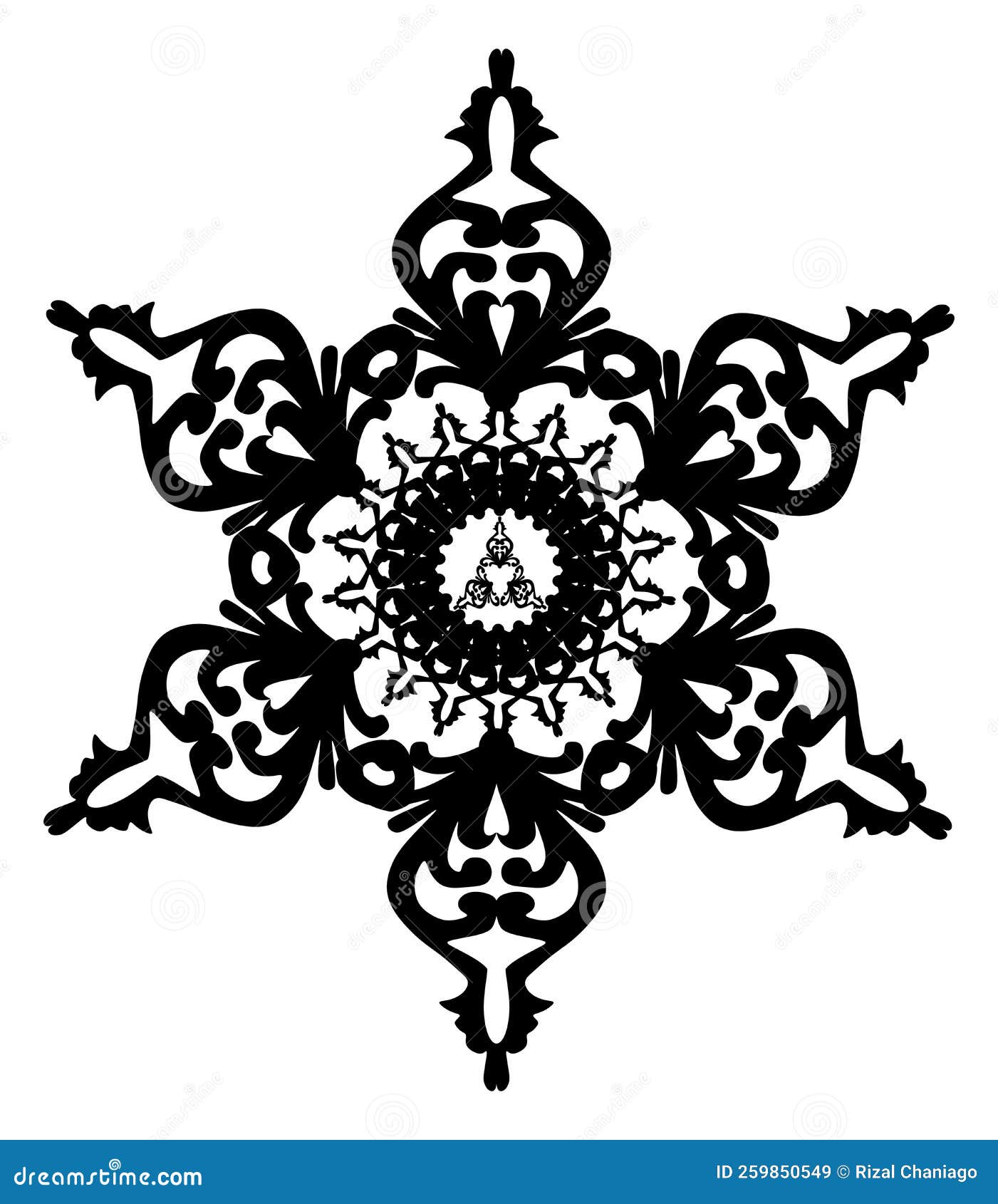 Black Carving in Mandala Pattern on a White Background Stock ...