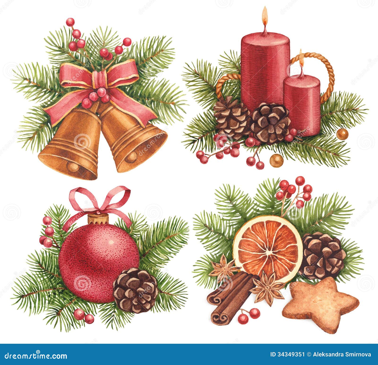Illustrations De Noël D'aquarelle Image stock - Image 