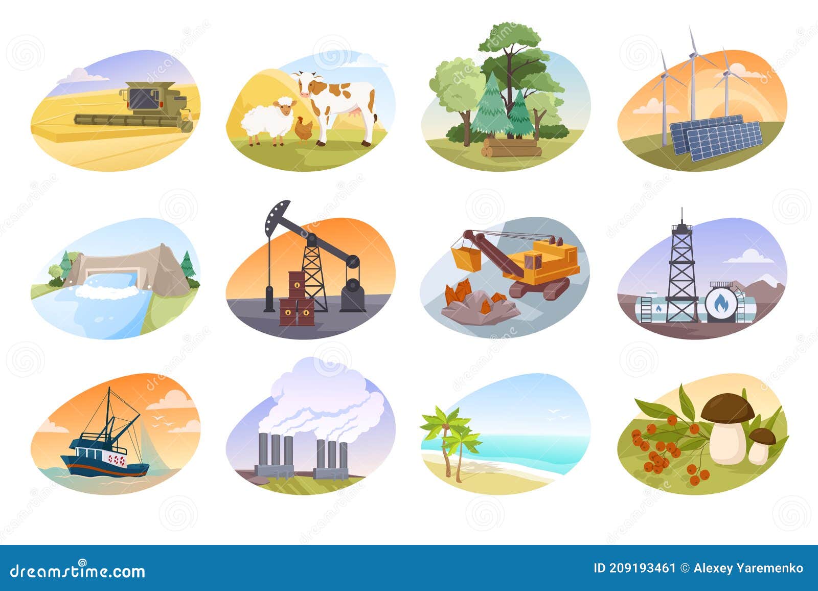 Illustrations Depicting Types of Natural Resources Stock Vector - Illustration of factory, electric: 209193461 Illustrations Depicting Types of Natural Resources Stock Vector - Illustration of factory, electric: 209193461
