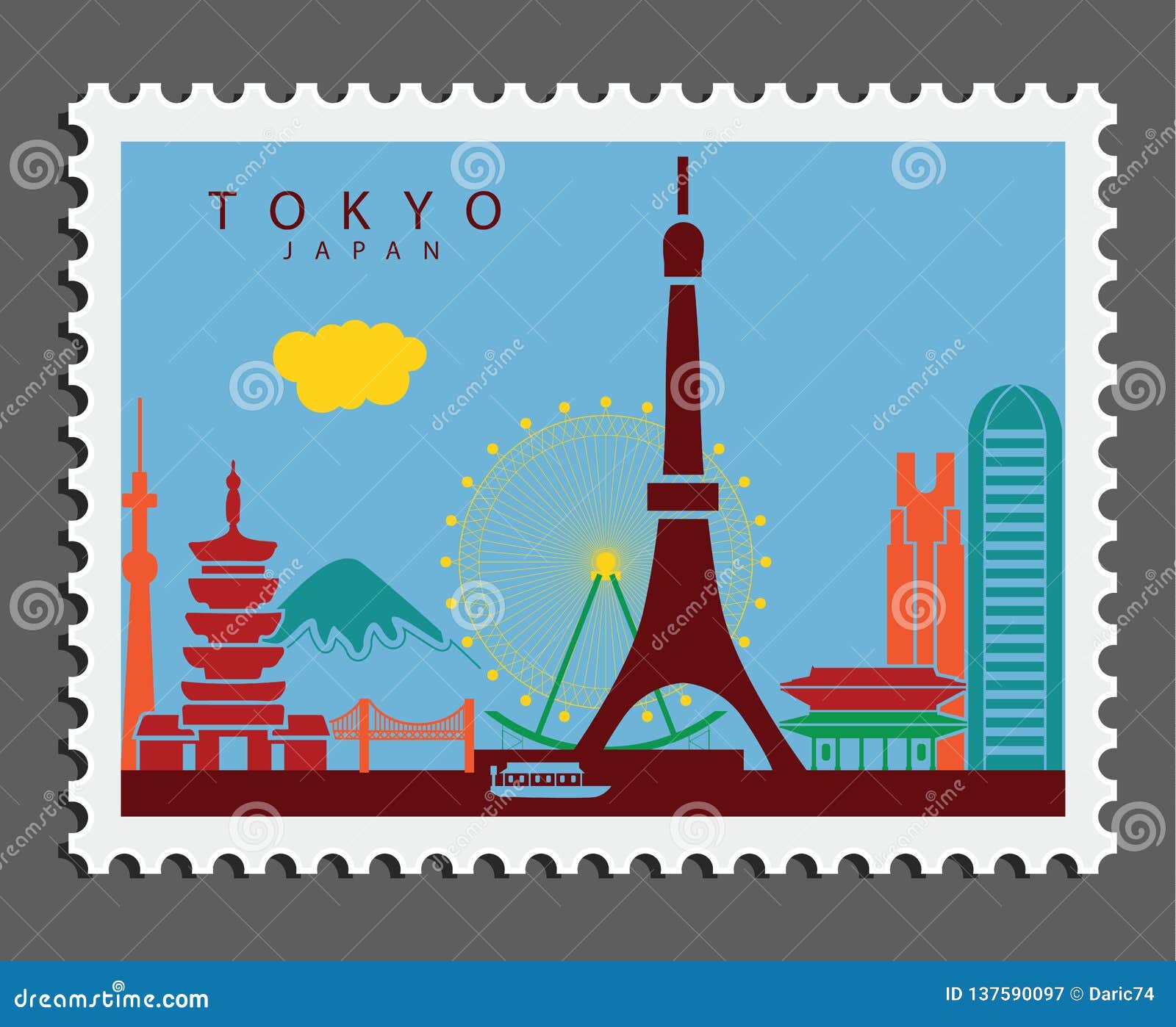 Stamp of Tokyo Japan stock vector. Illustration of japan 137590097