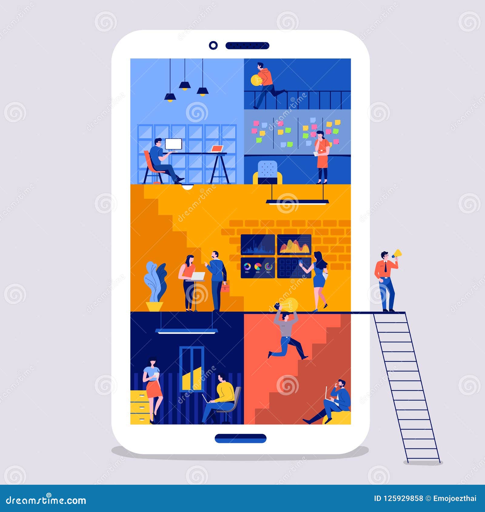 Working Space Social Media Team Stock Vector Illustration of like