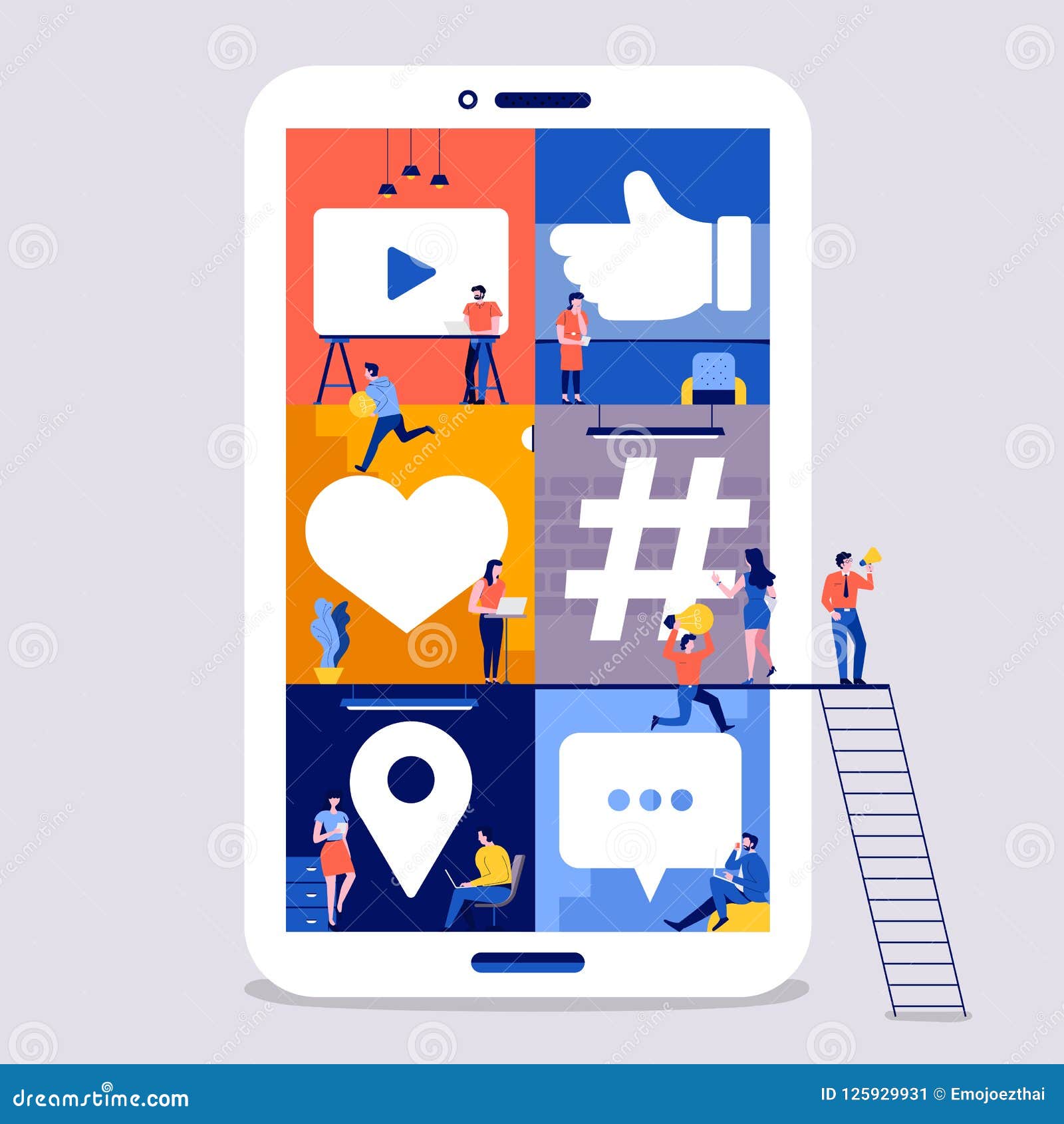 Working Space Social Media Team Stock Vector Illustration of