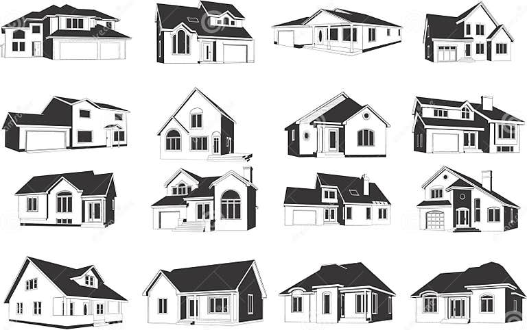 Collection of houses stock vector. Illustration of color - 5330064