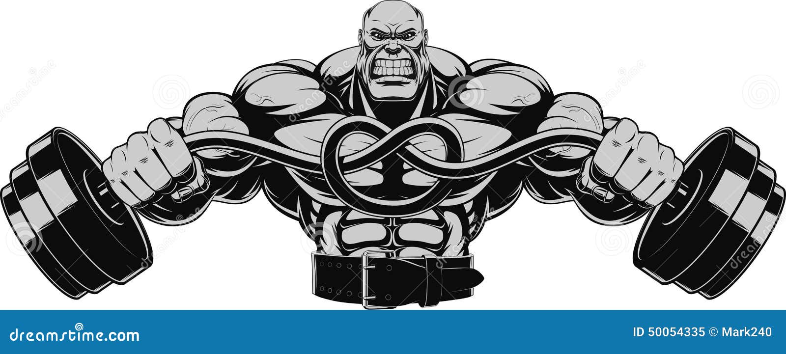 Illustrationsbodybuilder Mit Dummkopf Vektor Abbildung Illustration