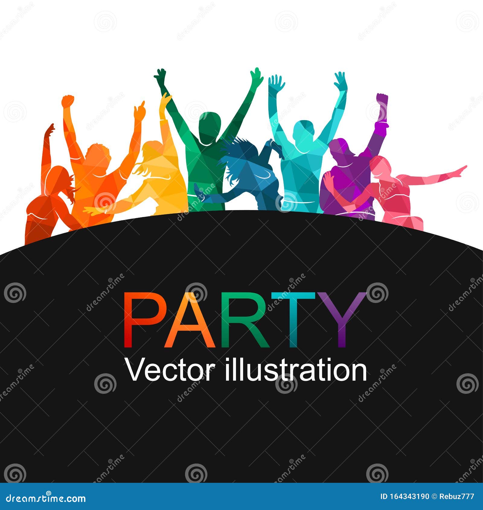 Illustrationsvektor Silhouettes Party Tanz Farbenfrohe Gruppe Springende Menschen Tanzen Tanzen Jazzfunk Hip Hop Haustanz Tanze Vektor Abbildung Illustration Von Tatigkeit Springen 164343190