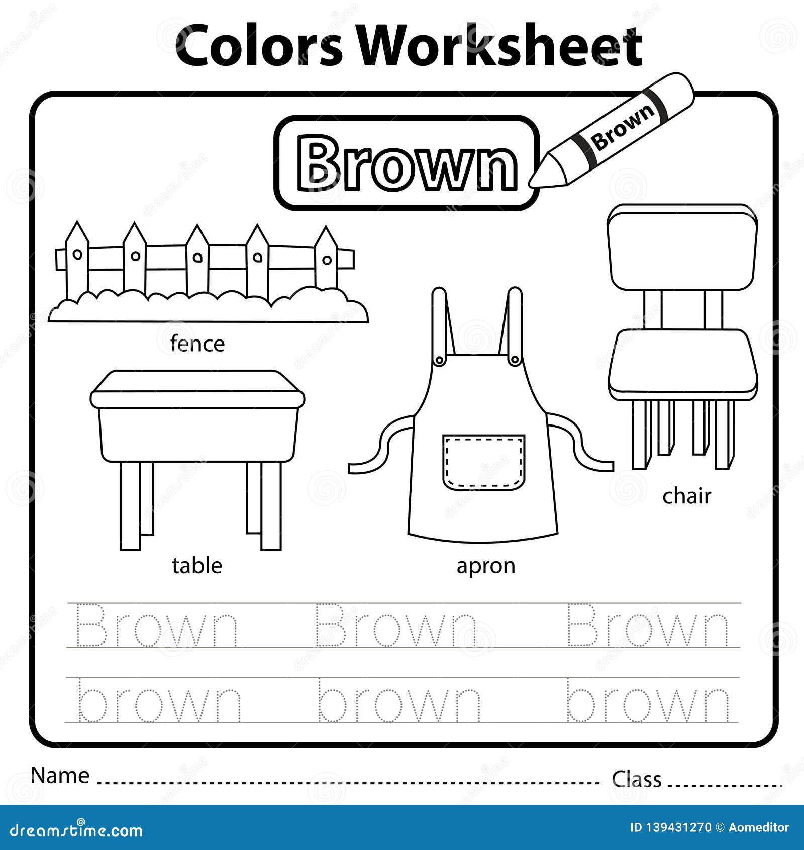 Illustrator of Color Worksheet Brown Stock Vector - Illustration of