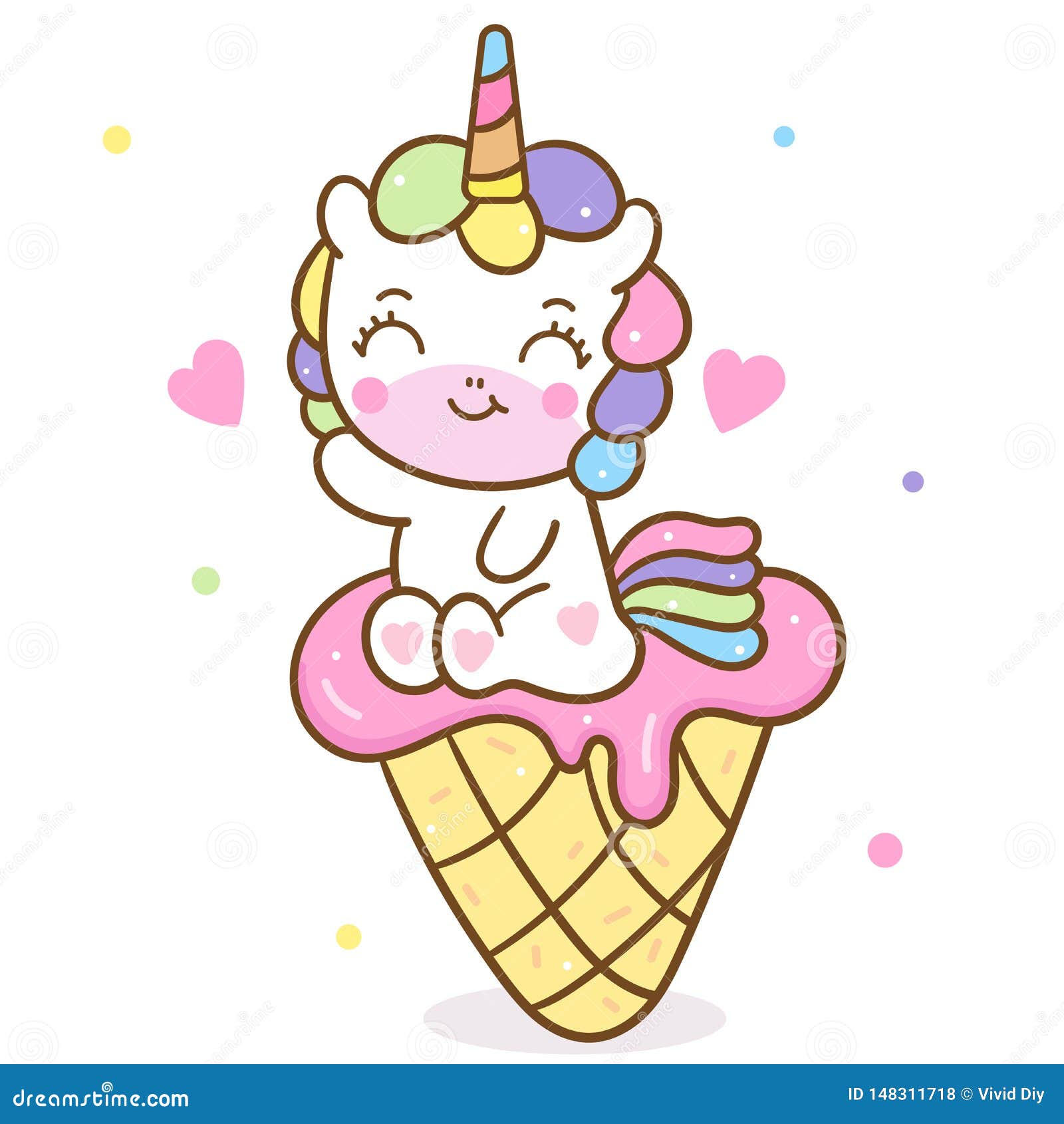 Illustrator Of Cute Unicorn Vector With Icecream Nursery