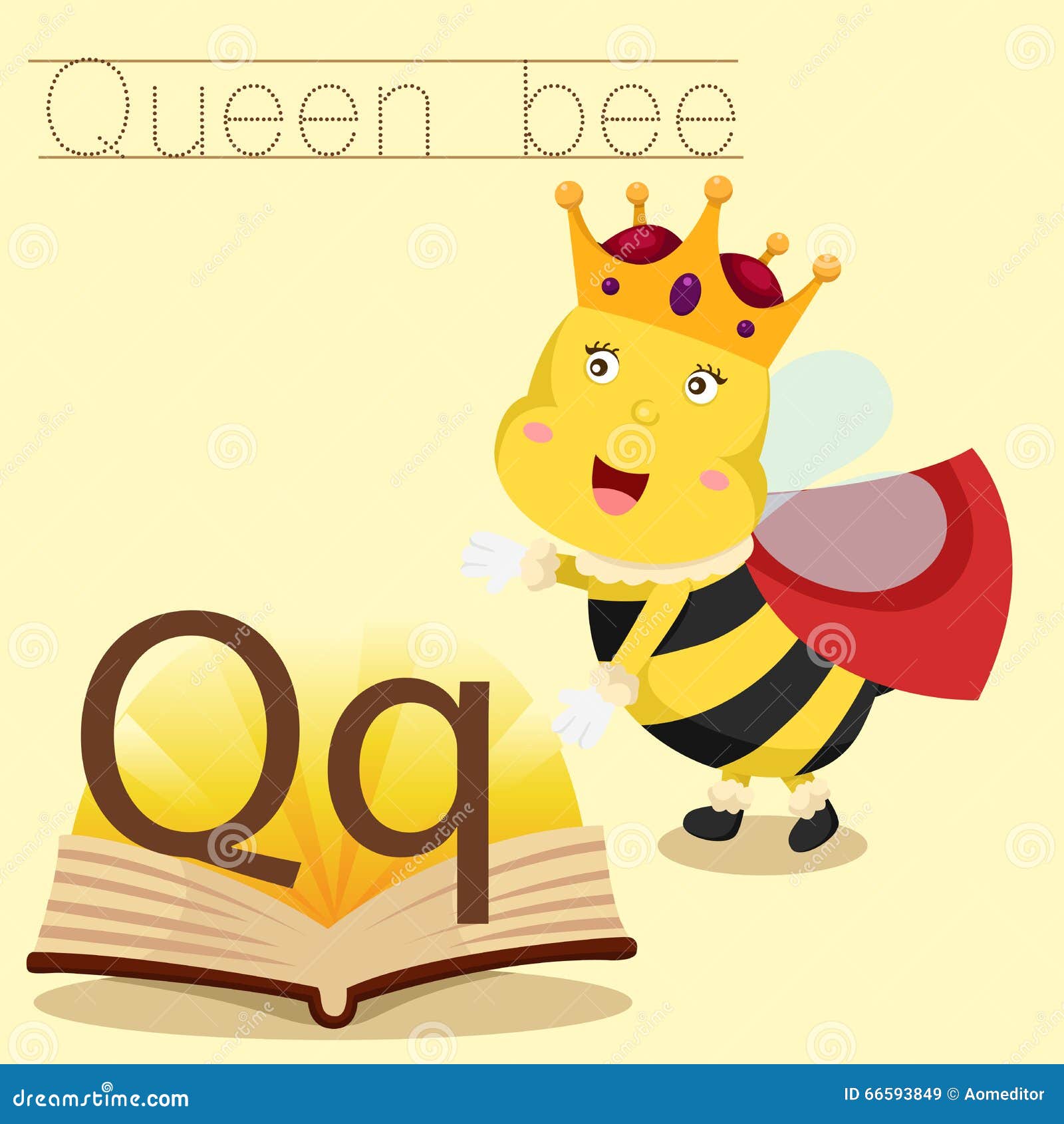 Illustrator of Q for Queen Bee Vocabulary Stock Vector Illustration