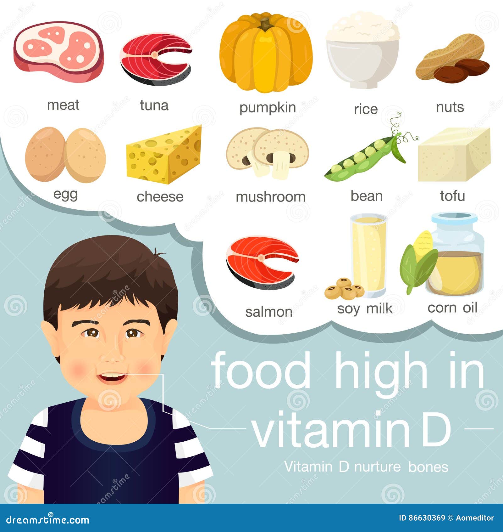 Illustrator Van Voedsel Hoog in Vitamine D Illustratie - voedsel, organisch: 86630369