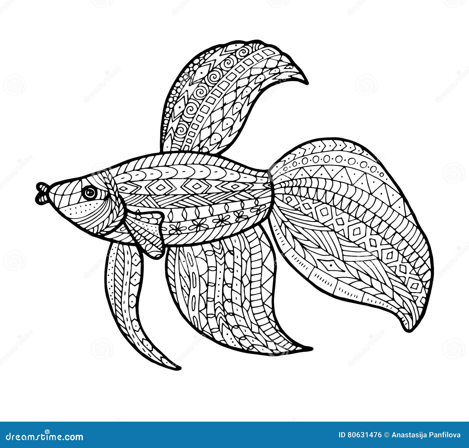 Illustrazione al tratto del pesce Immagine Stock Libera da Diritti