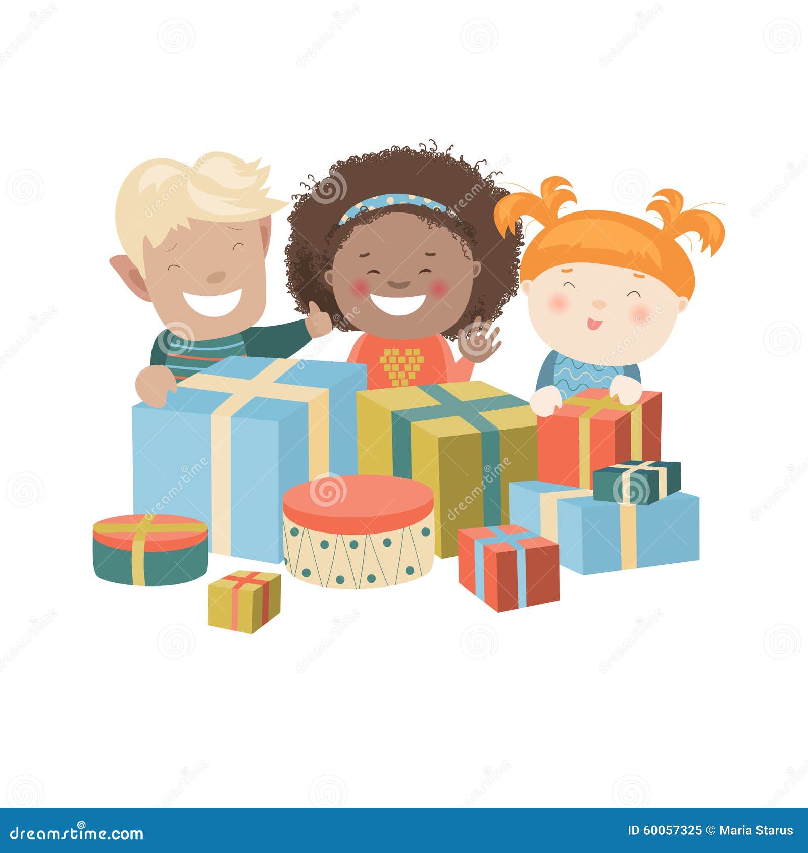 Bimbi Che Aprono I Regali Di Natale.Illustrazione Di Natale Bambini Che Aprono I Regali Illustrazioni Vettoriali E Clipart Stock 36 Illustrazioni Stock