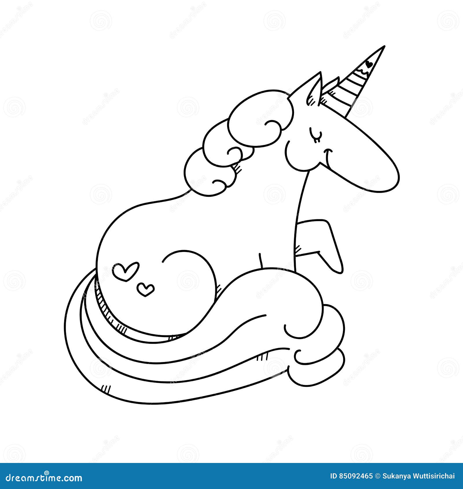 Illustrazione del fumetto degli unicorni del disegno a mano libera