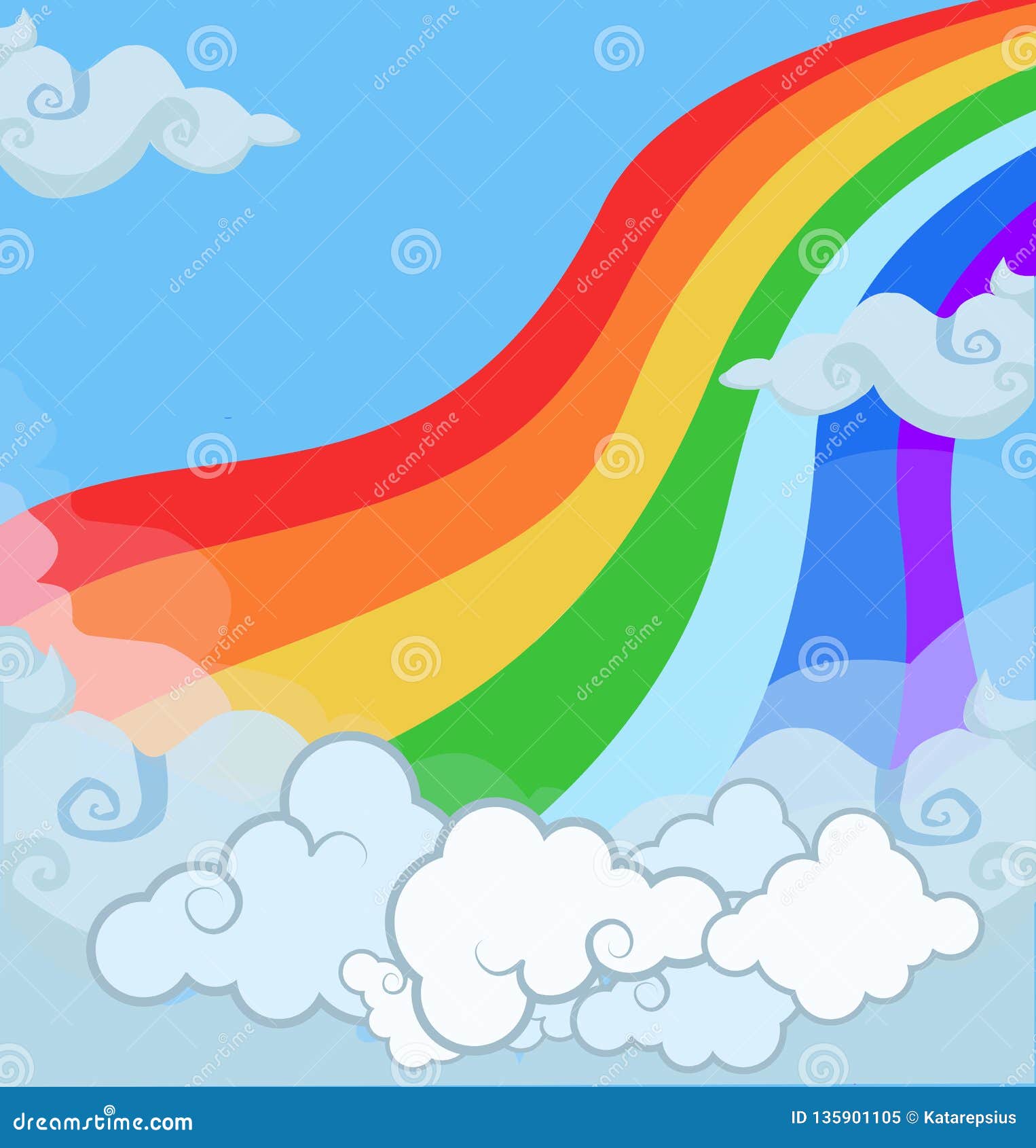 Illustrazione Del Fumetto Dell'arcobaleno Magico Del Paesaggio Di Fantasia  in Cielo Nuvoloso Illustrazione di Stock - Illustrazione di immagine,  felice: 135901105
