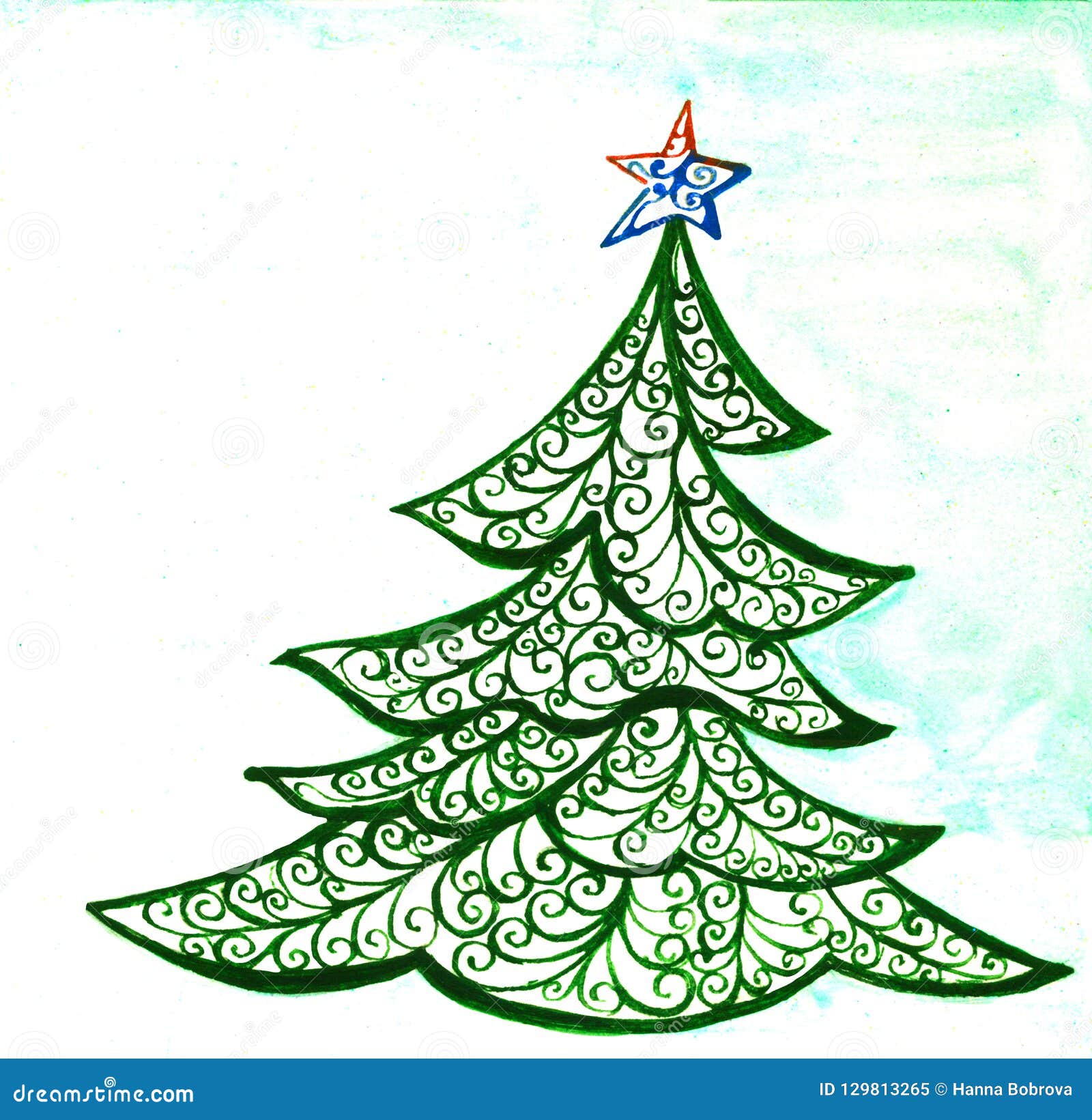 Illustrazione Dellalbero Di Natale Disegno Inchiostro
